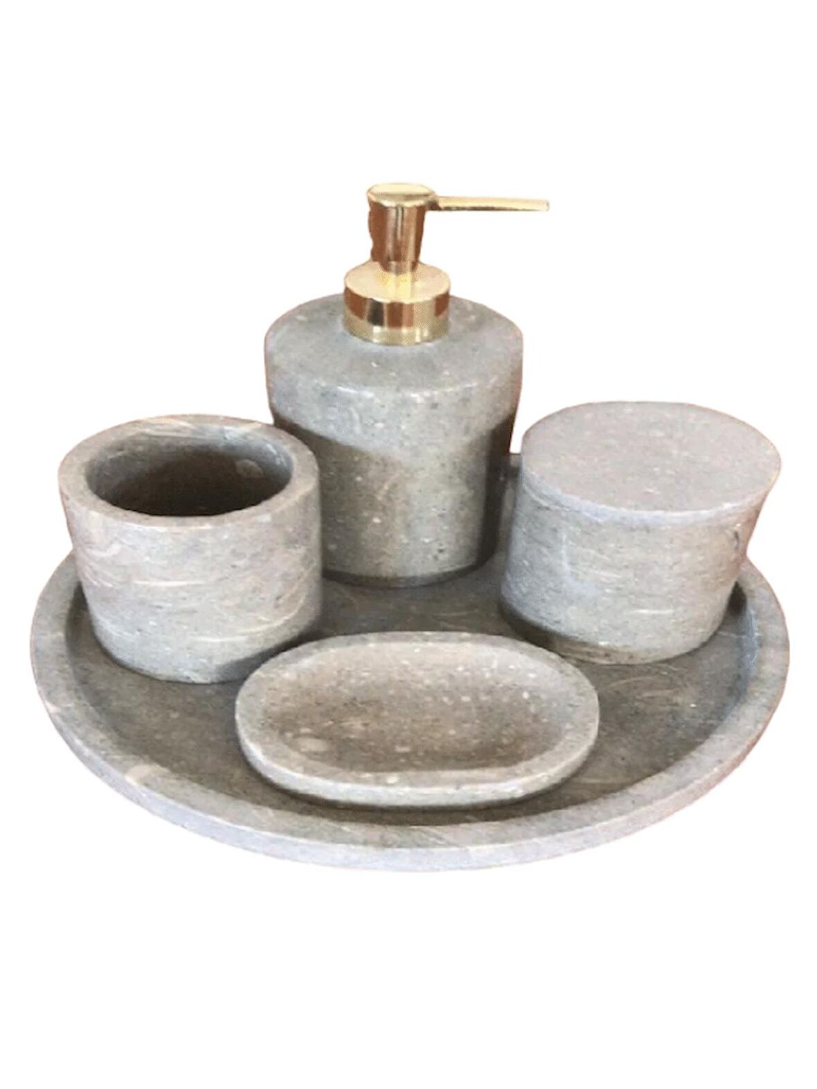 Fulla Mermer Banyo Seti Rustik Yeşil 5 li