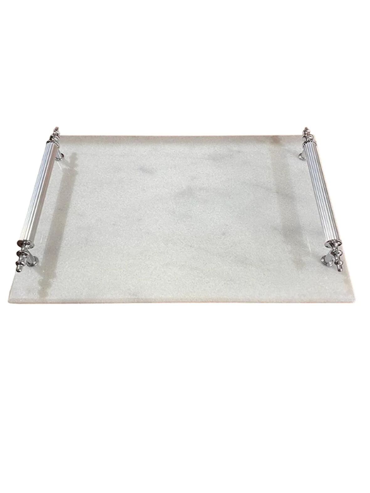 Mergen Mermer Tepsi Kulplu Beyaz