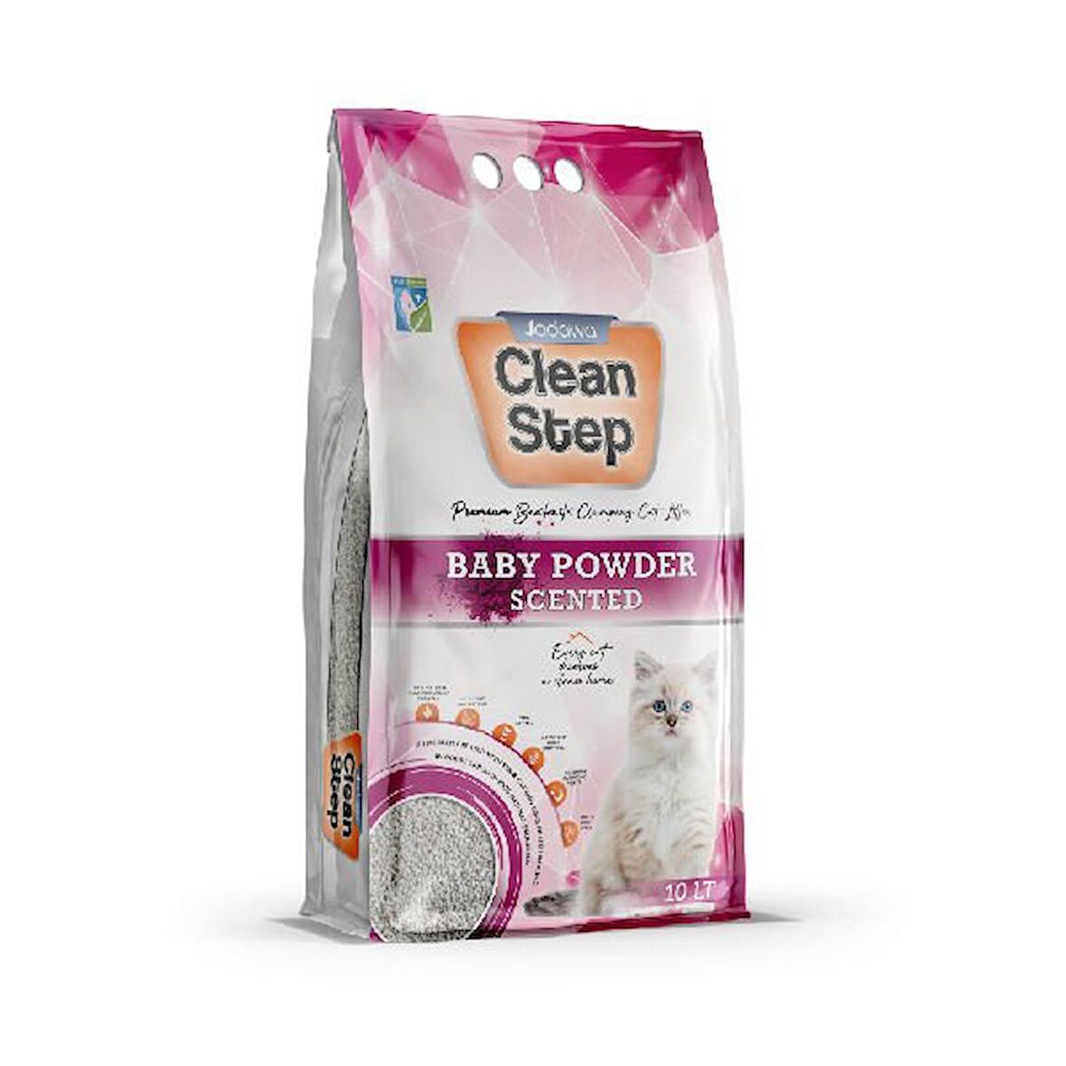 Clean Step  Aktif Karbonlu Bebek Pudralı İnce Taneli Topaklanan Bentonit Kedi Kumu 5 Lt