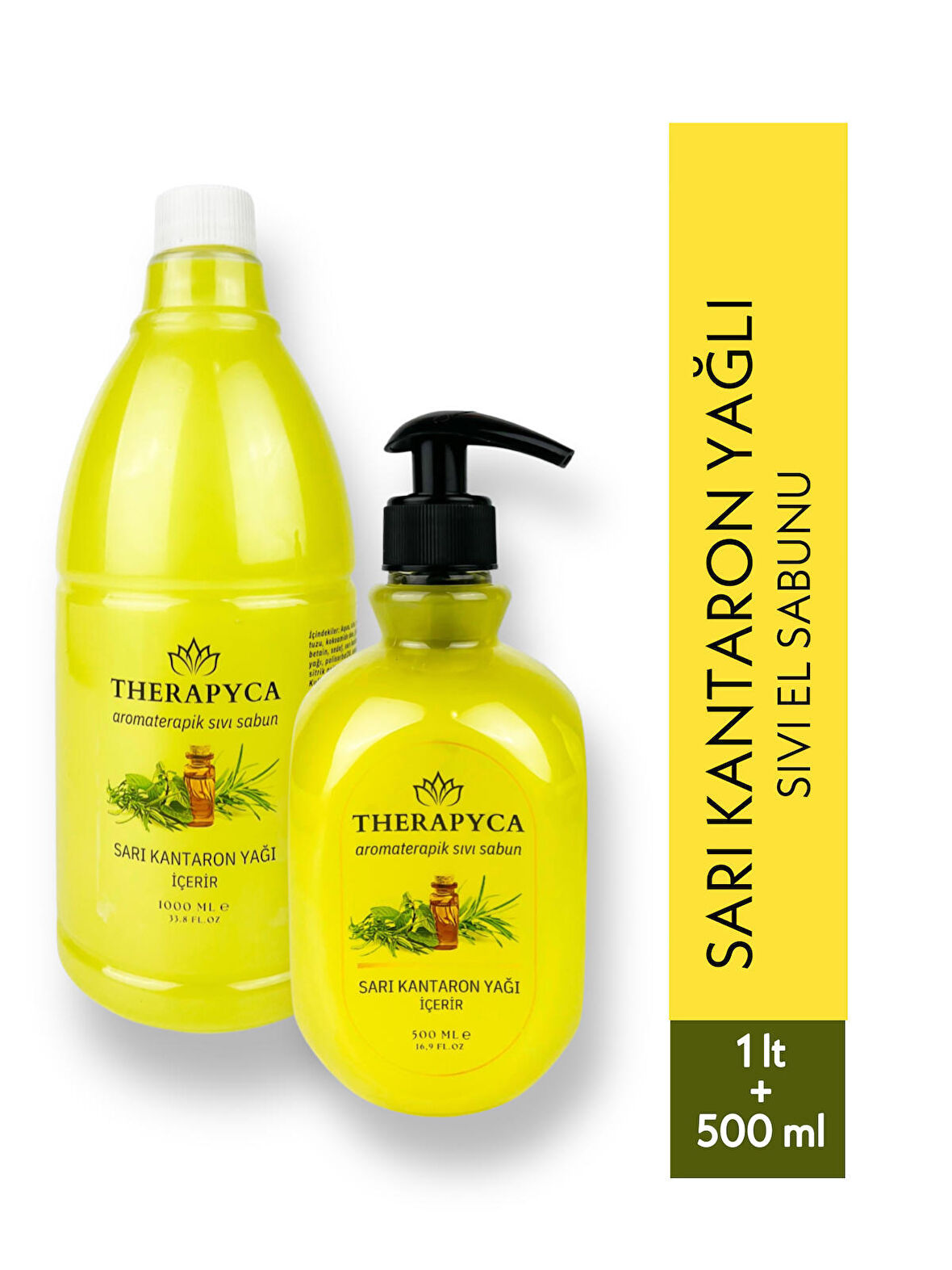 Therapyca Aromaterapik Sıvı Sabun 500 ml - Doğal Sarı Kantaron Yağı İçerir + 1000 ml Yedek Şişe