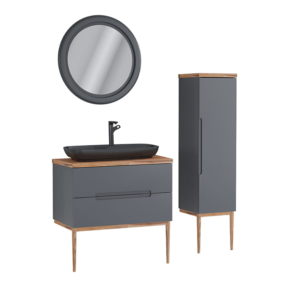 Ubm Monarc 100 Cm Lake Banyo Dolabı Antrasit