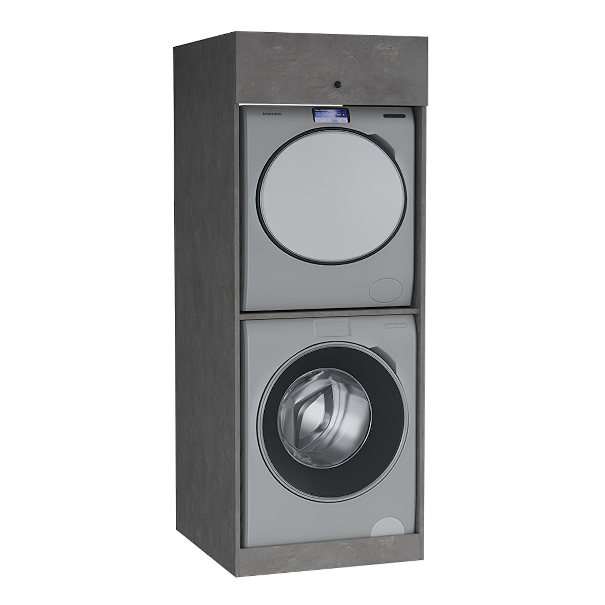 Ubm Senfoni Çamaşır ve Kurutma Makinesi Dolabı 70 Cm Retro Gümüş