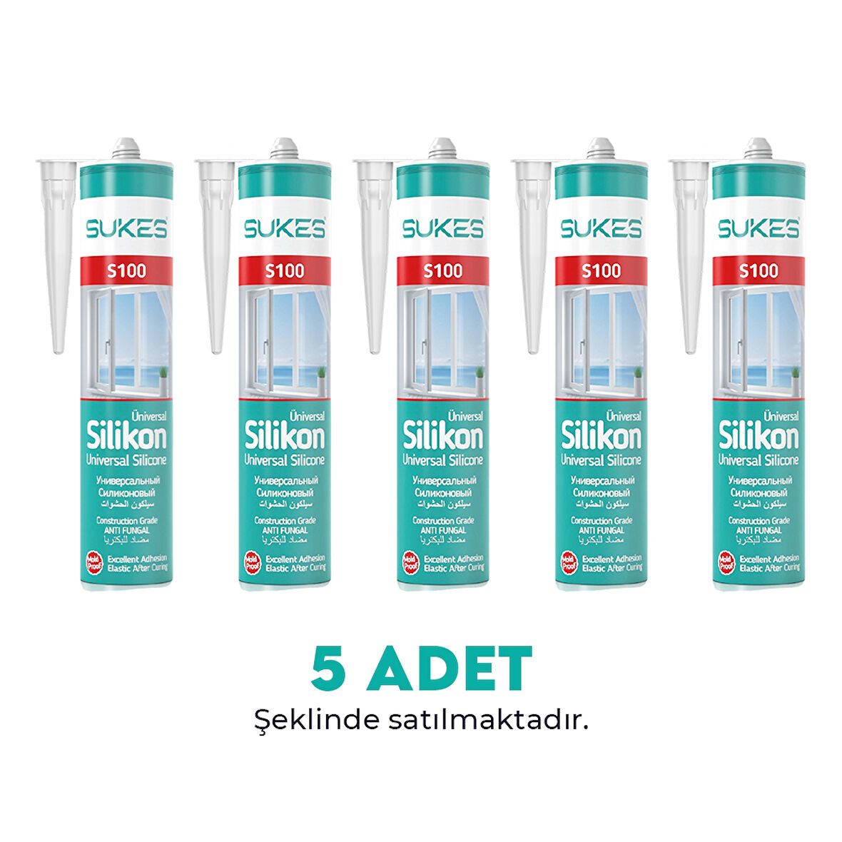 Sukes Universal Şeffaf Silikon 280 Gr 5’li Paket