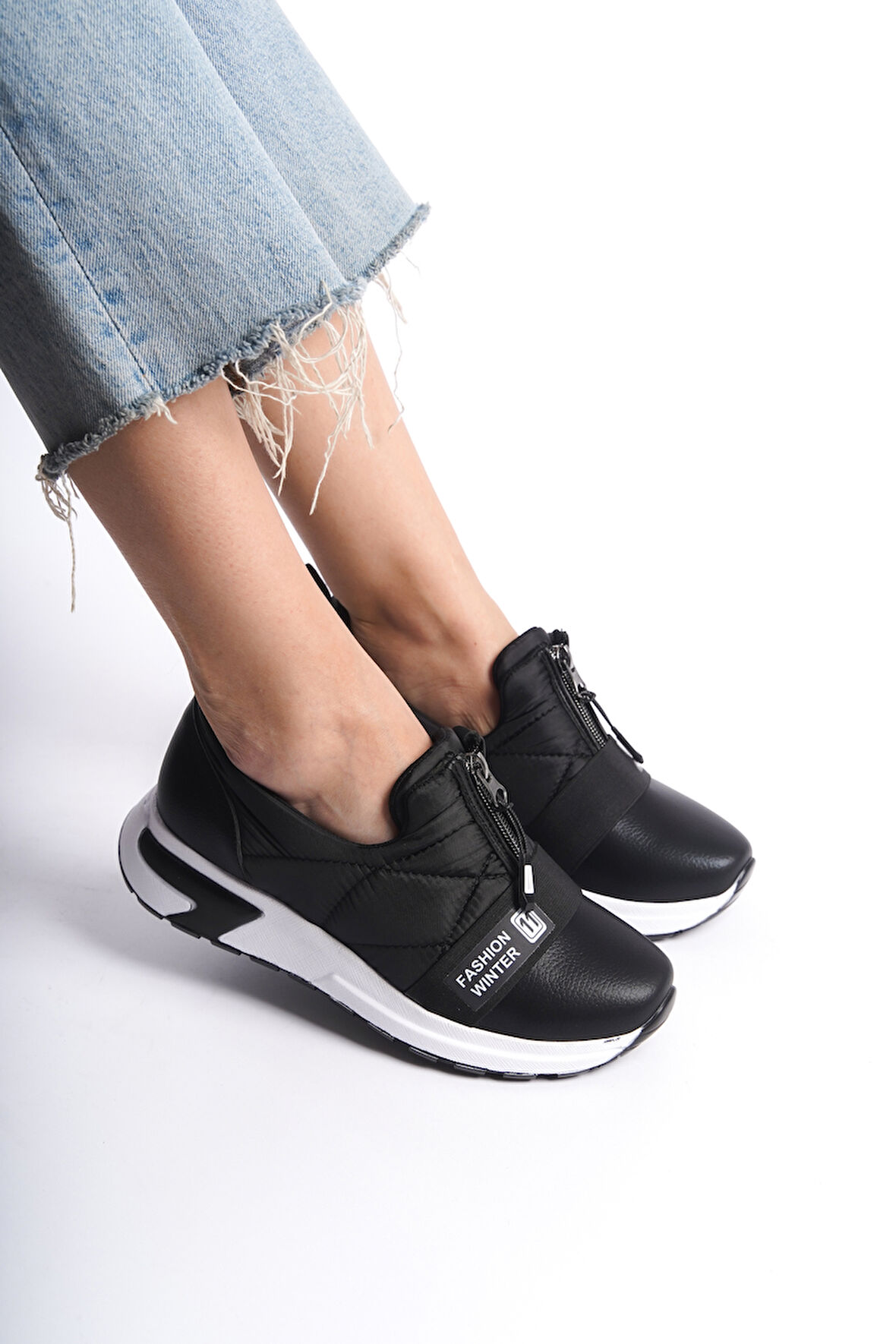 Kadın Fermuarlı Lastikli Sneaker 0045