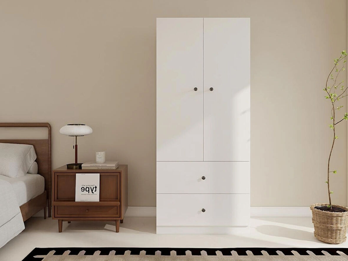 2 Kapaklı 2 çekmeceli Gardırop