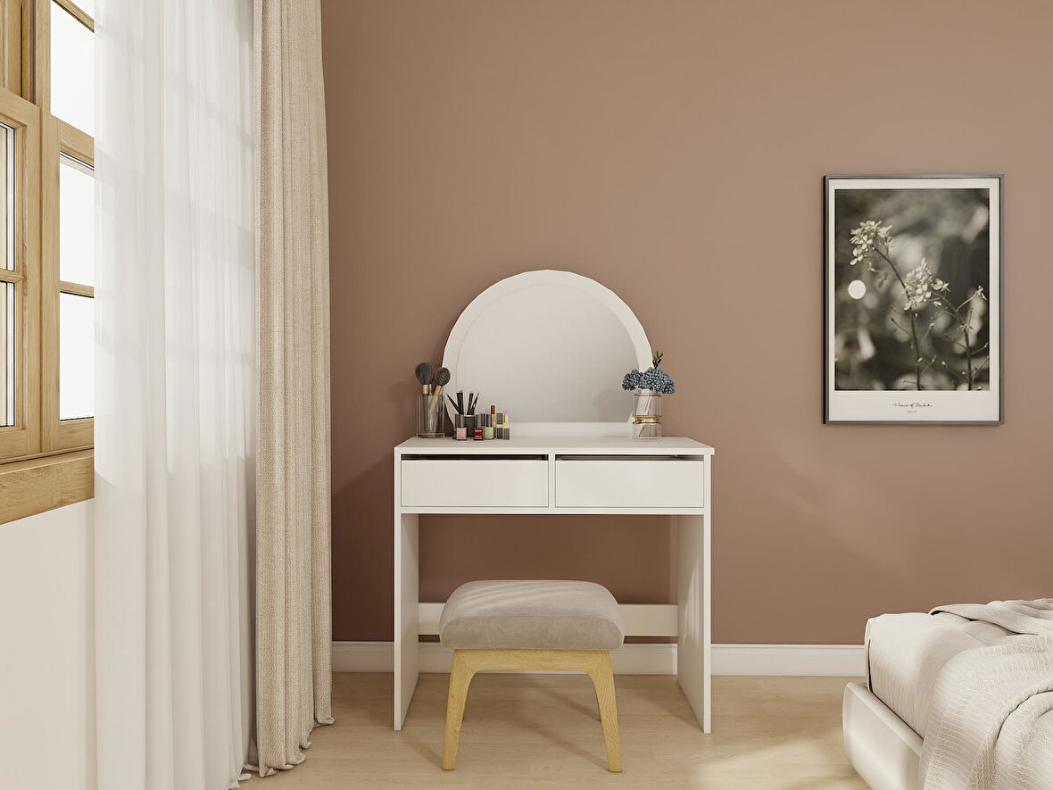 Huzur Makyaj Masası Beyaz Renk