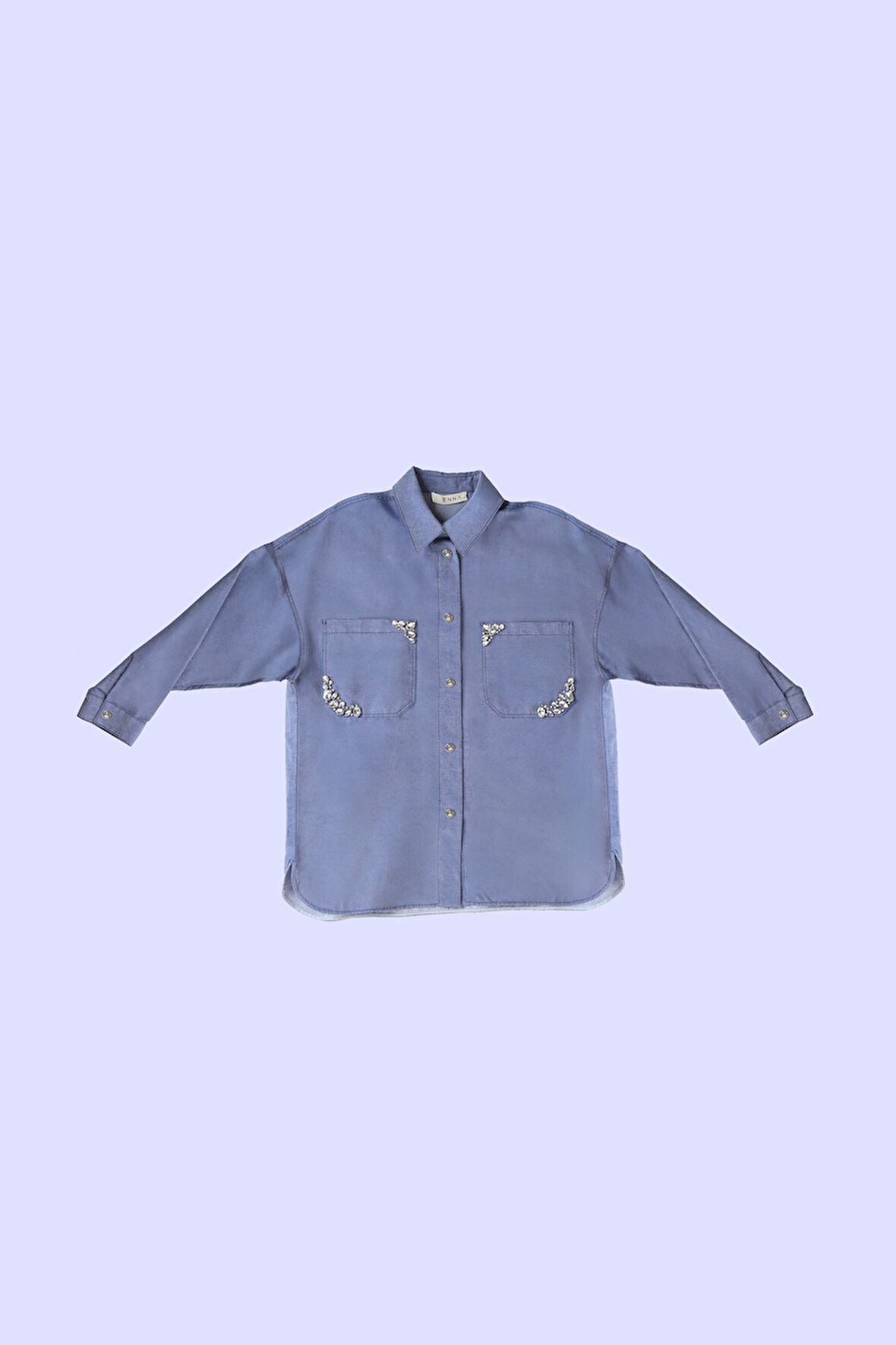 Kadın Jenna Taş Detaylı Gömlek - Mavi | 1