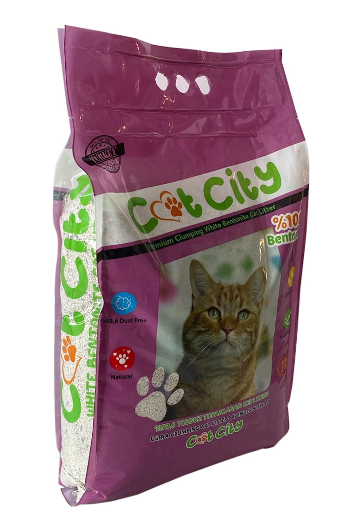 Cat City Ekstra Parfümlü Bentonit Topaklanan Kedi Kumu 10 Lt Lavantalı