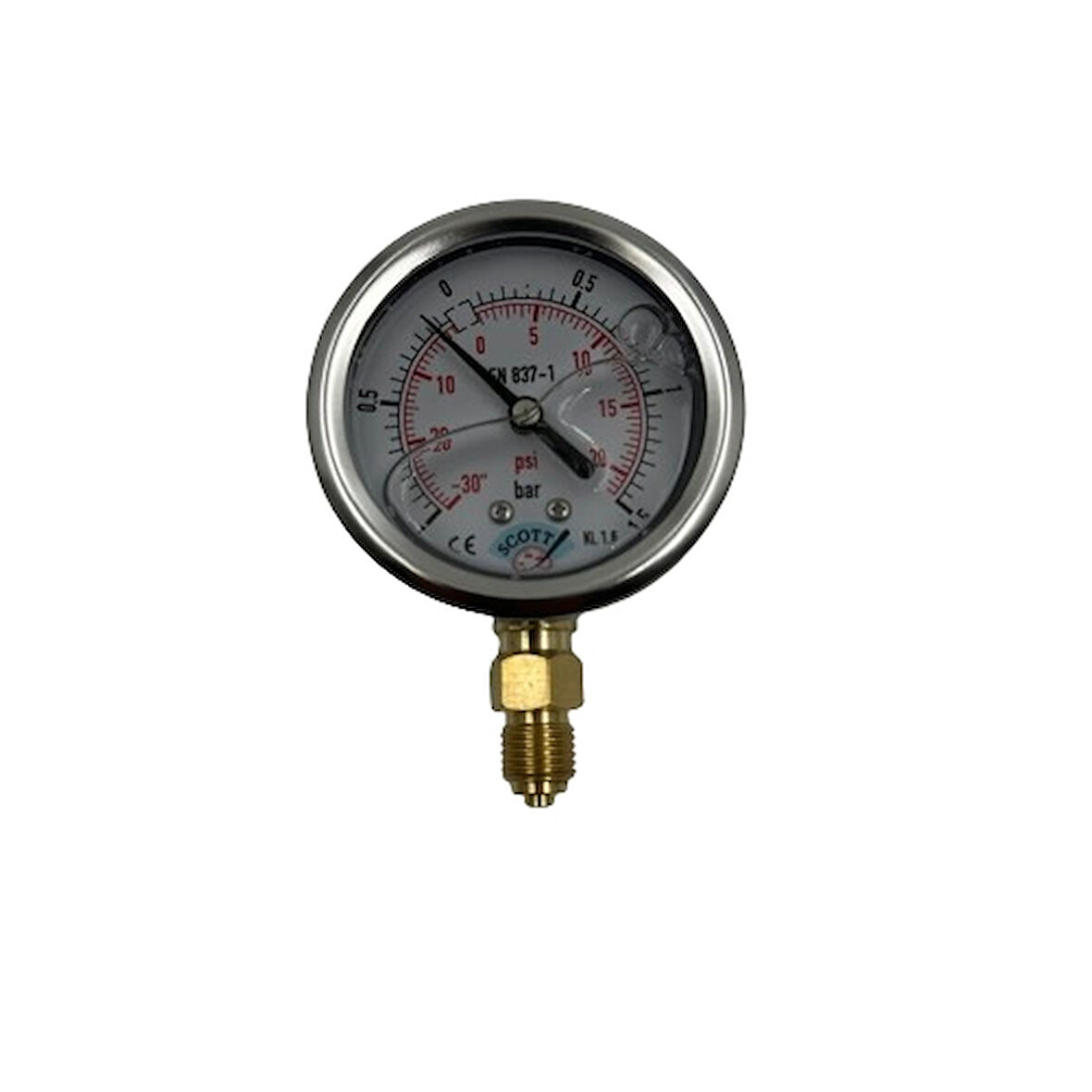 Manometre Gliserinli Alttan Çıkışlı Q63 - 0 - 1 + 1.5 Bar 1/4