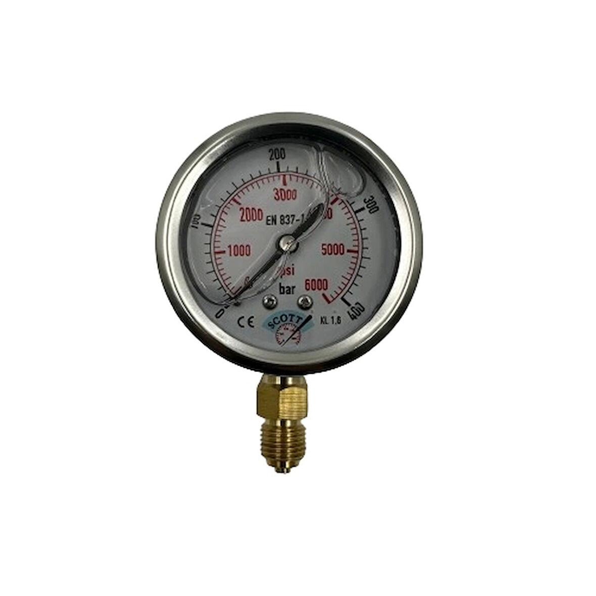 Ø 63 - 0 - 400 BAR 1/4 ALTTAN ÇIKIŞLI GLİSERİNLİ MANOMETRE