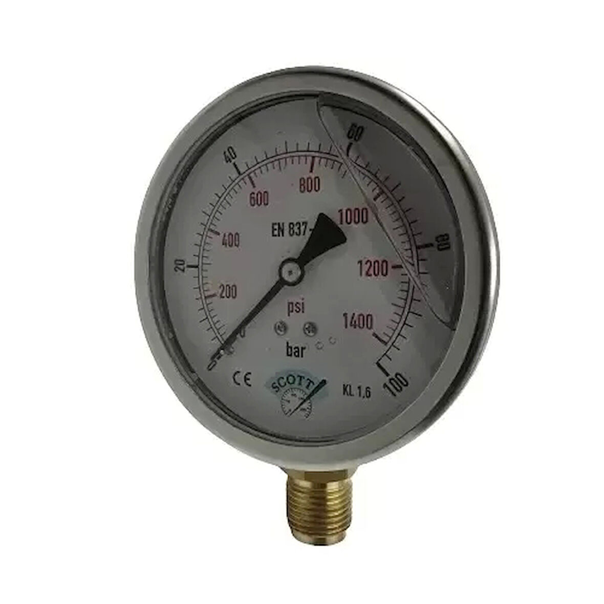 Ø 100 - 0 - 100 BAR 1/2 GLİSERİNLİ ALTTAN ÇIKIŞLI MANOMETRE