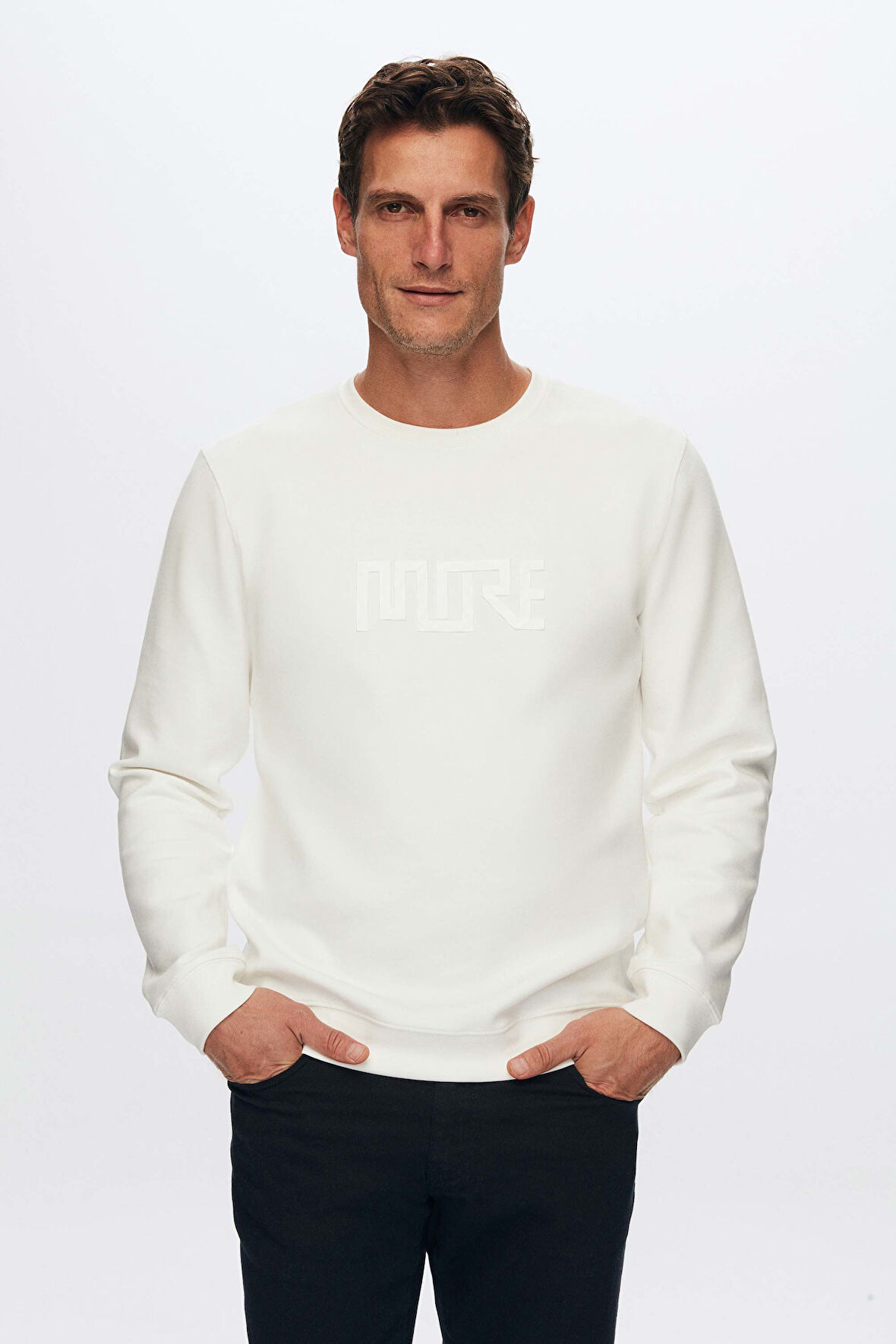 Twn Slim Fit Ekru Baskılı Sweatshirt 3ECE247020052