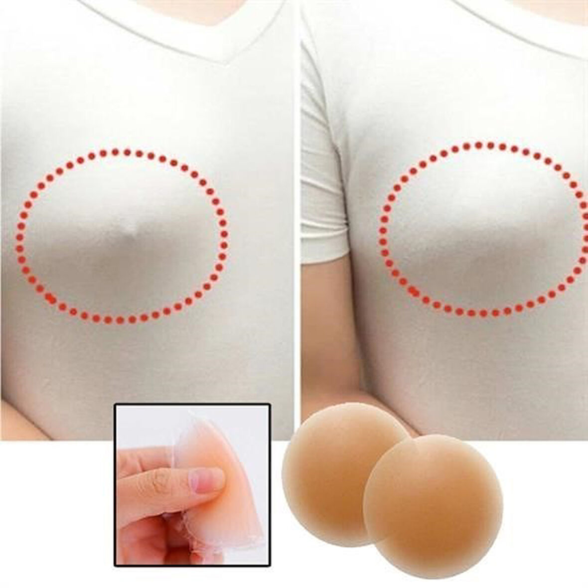 OLLEVRA Silikon Göğüs Ucu Kapatıcı Gizleyici Bant Aparat Nipple Pad
