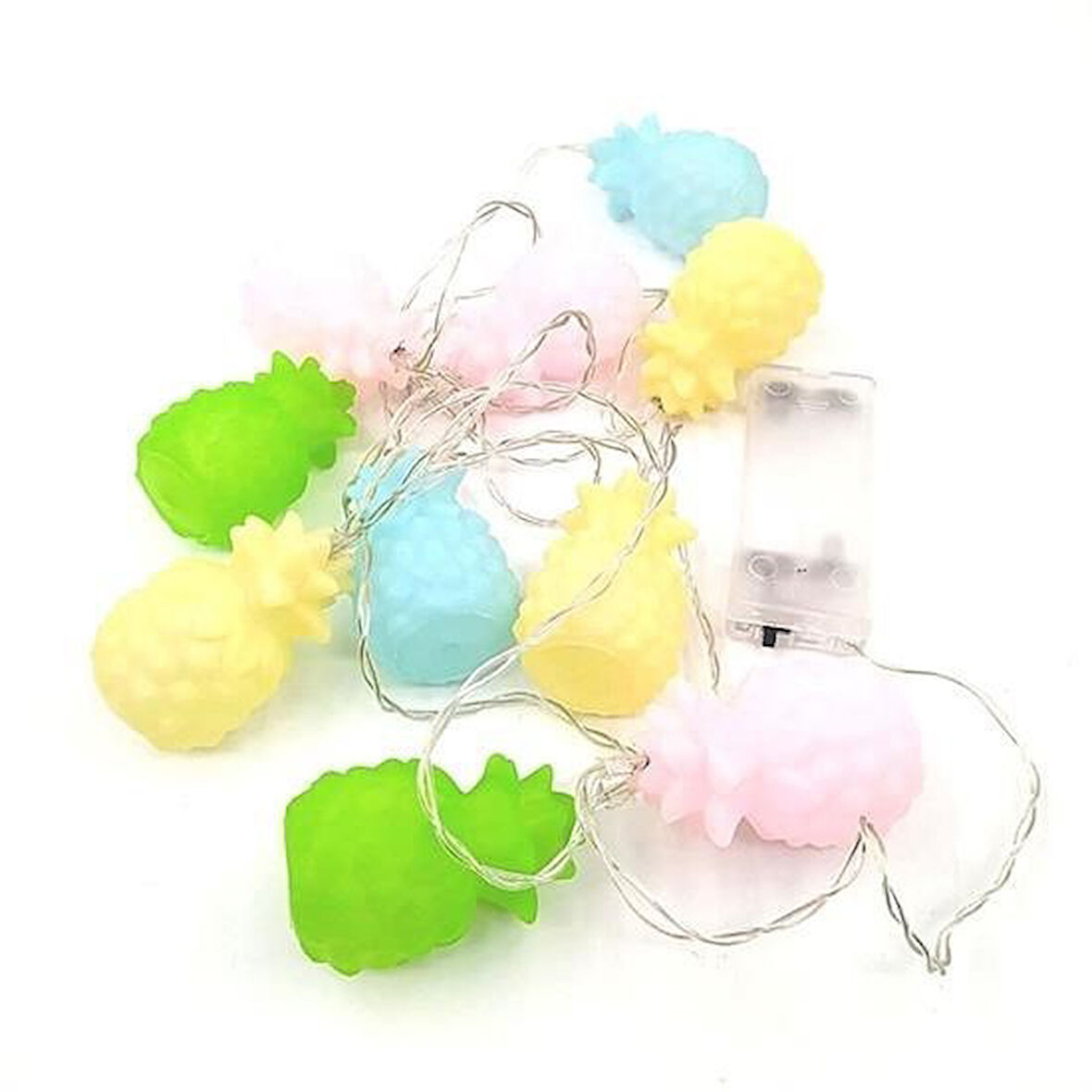 OLLEVRA Karışık Renk Dekoratif Ananas Dolama 10’lu Şerit Led Işık Zinciri