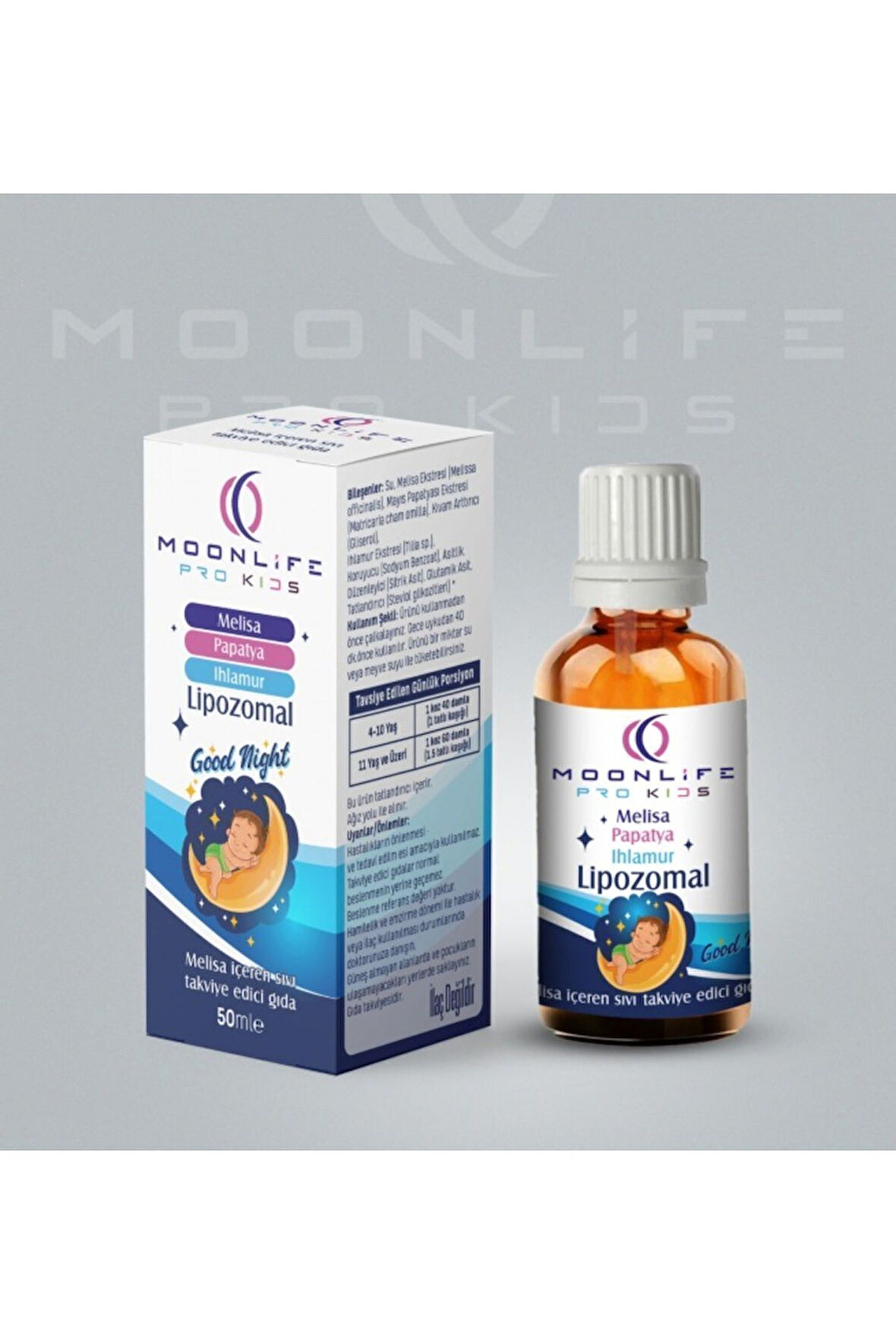 MOONLİFE KİDS GOOD NİGHT DAMLA LİPOZOMAL MELİSA PAPATYA IHLAMUR 50 ML