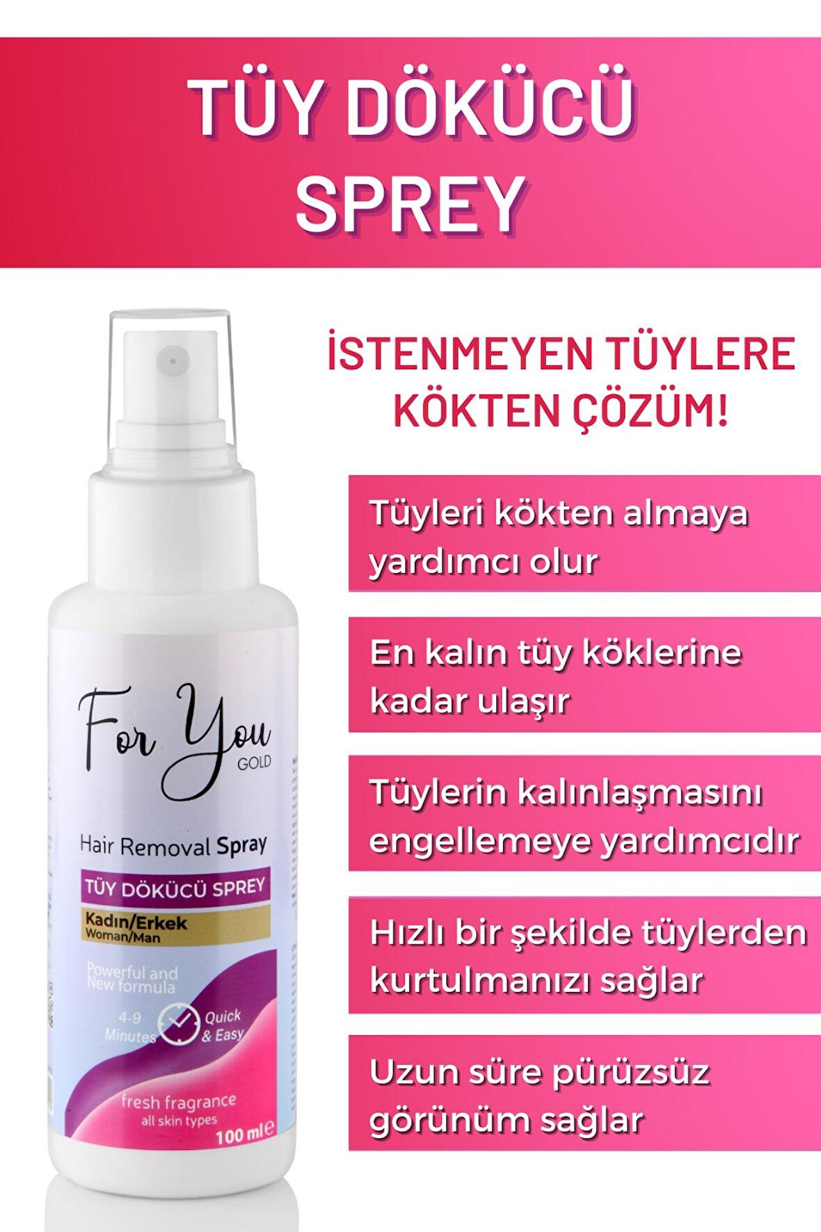 Unisex Tüy Dökücü Krem Sprey 100 Ml