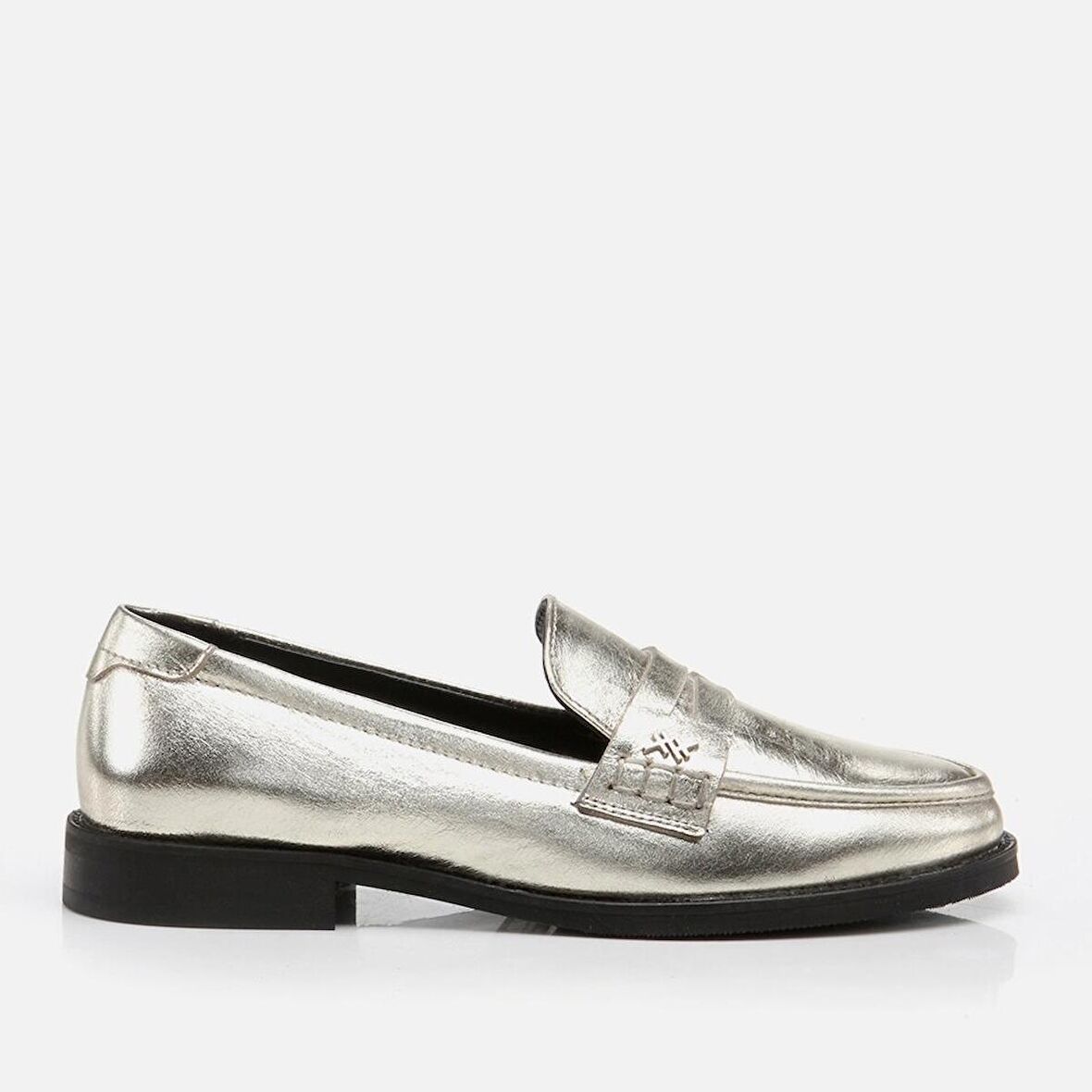 Hakiki Deri Gold Kadın Loafer
