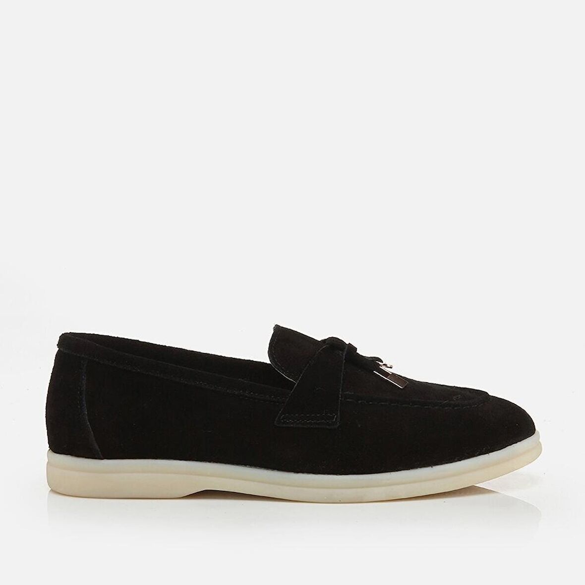 Hakiki Deri Siyah Kadın Loafer