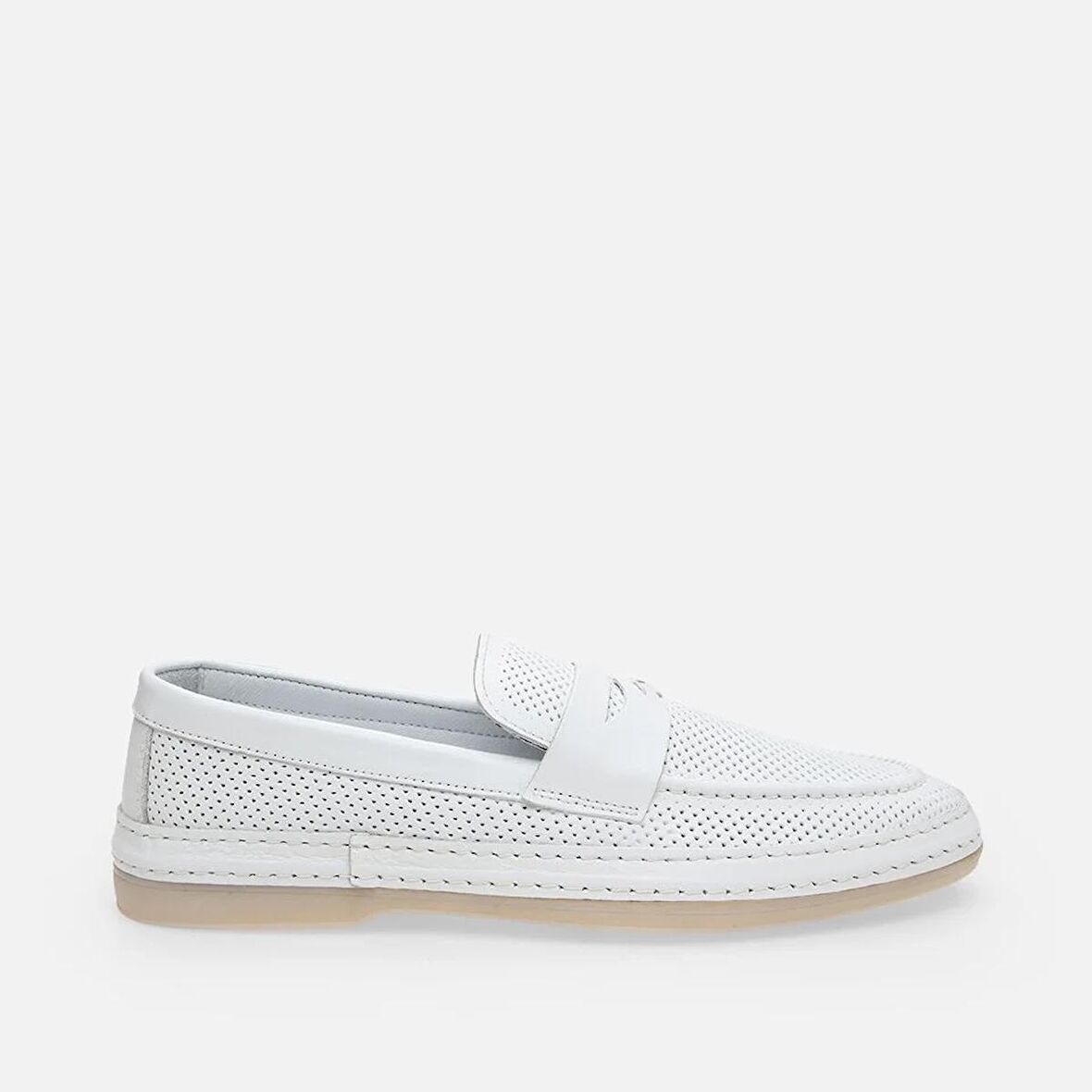 Hakiki Deri Beyaz Erkek Loafer