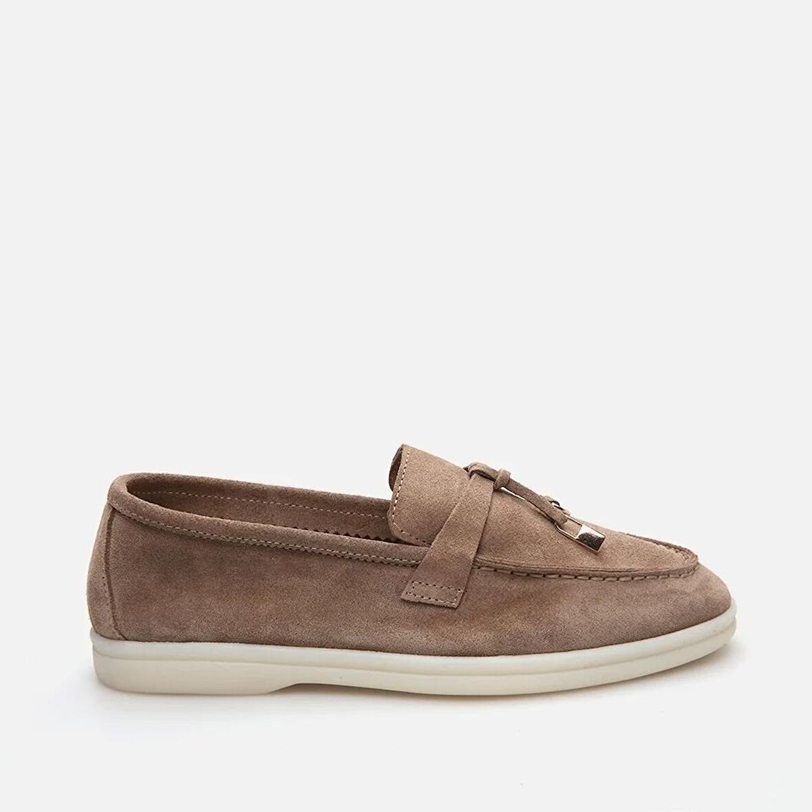 Hakiki Deri Bej Kadın Loafer
