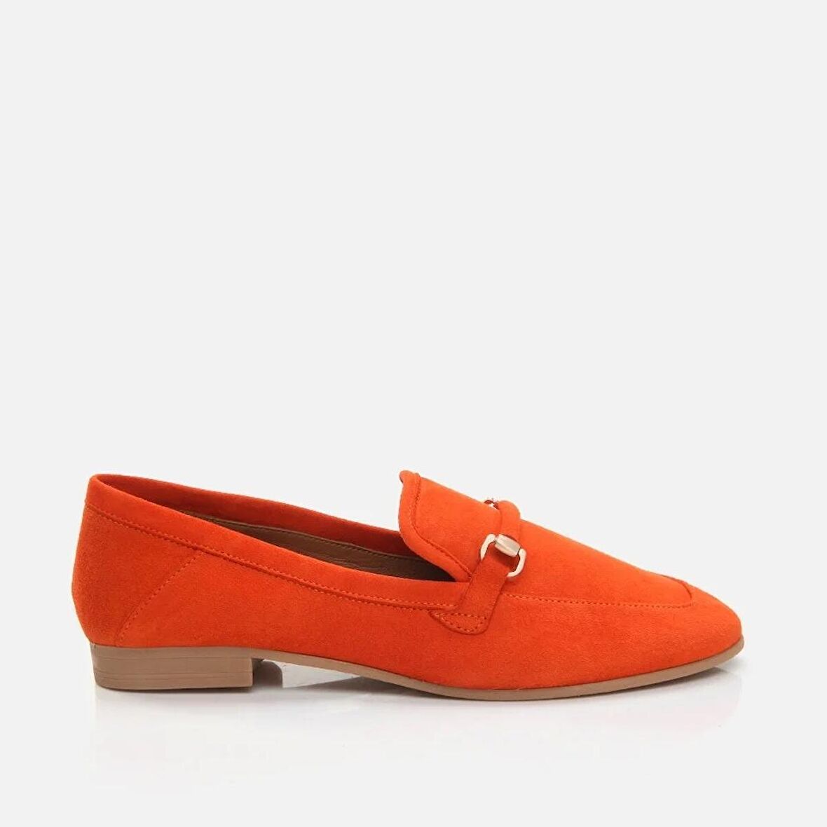 Hakiki Deri Turuncu Kadın Loafer