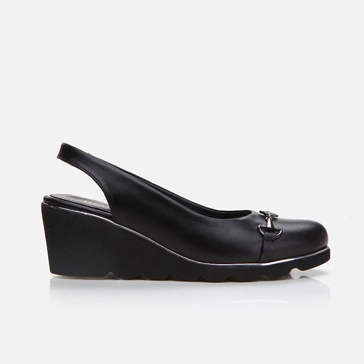 Hakiki Deri Siyah Kadın Kalın Topuk