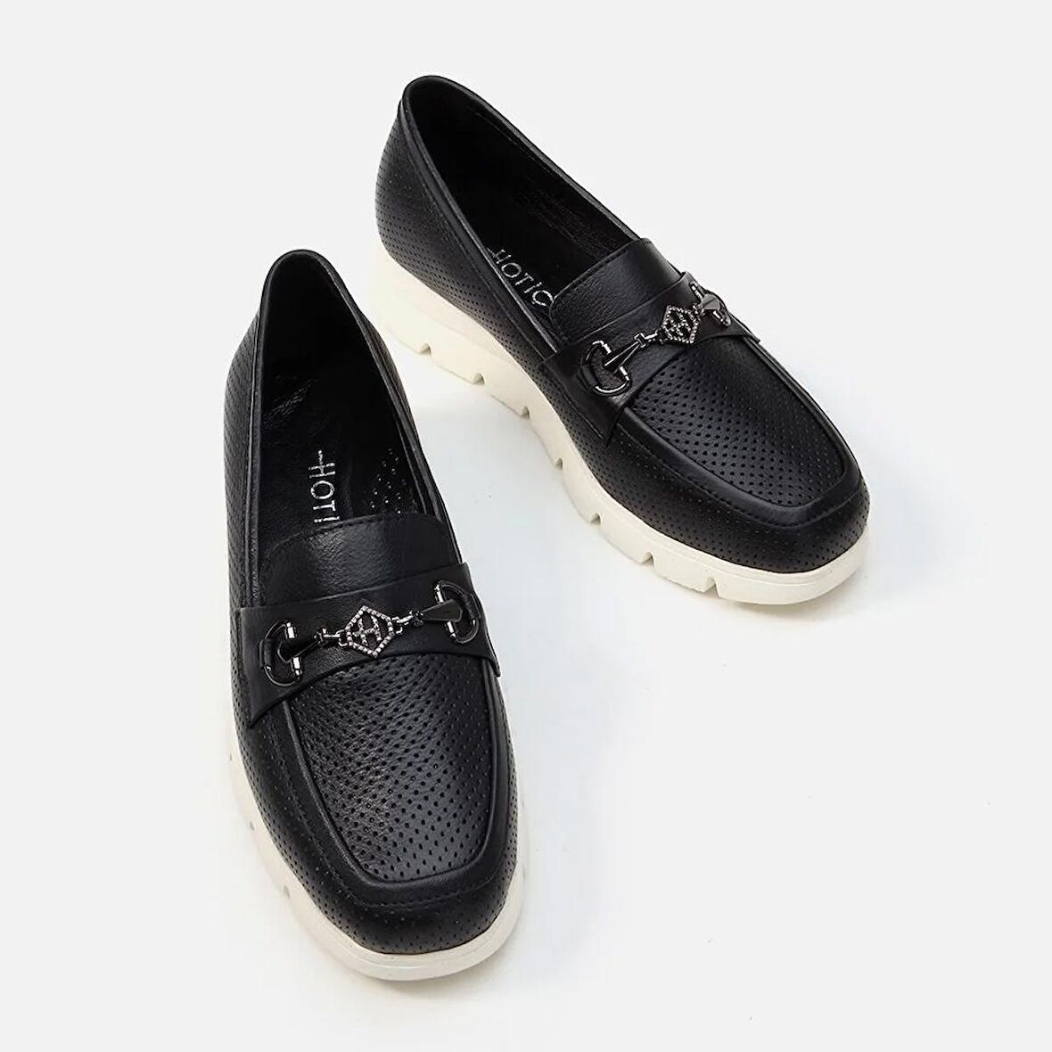 Hakiki Deri Siyah Kadın Loafer 
