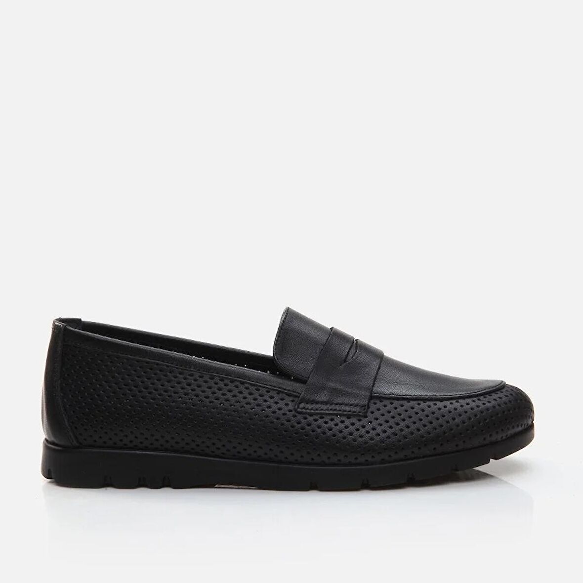 Hakiki Deri Siyah Kadın Loafer