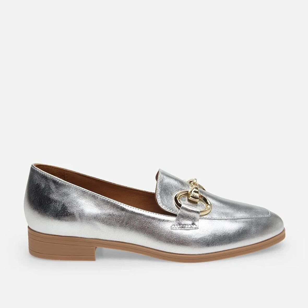 Hakiki Deri Lame Kadın Loafer