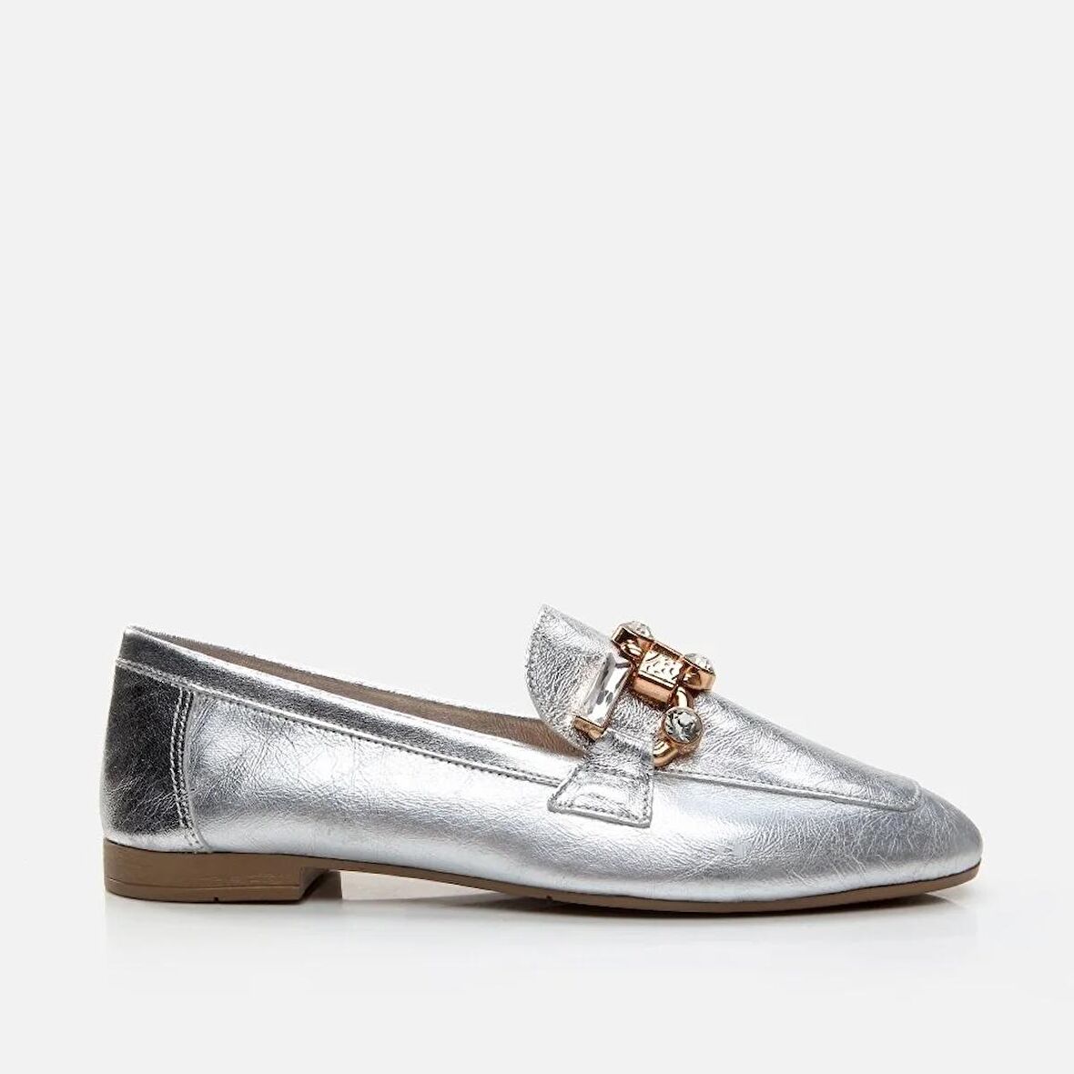 Hakiki Deri Lame Kadın Loafer