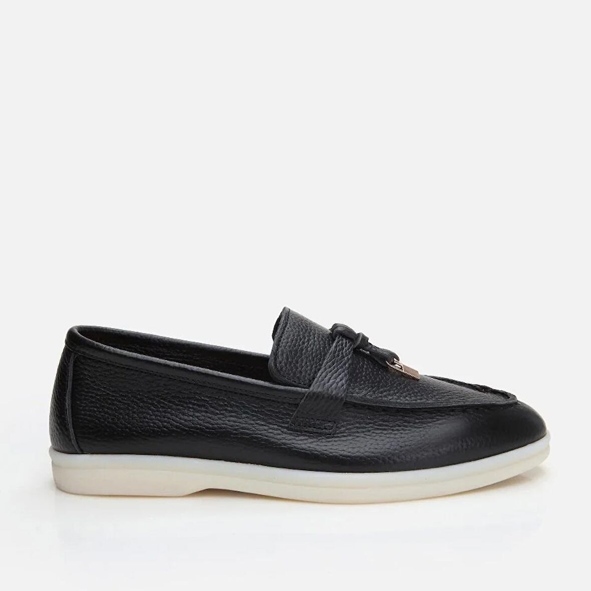 Hakiki Deri Siyah Kadın Loafer