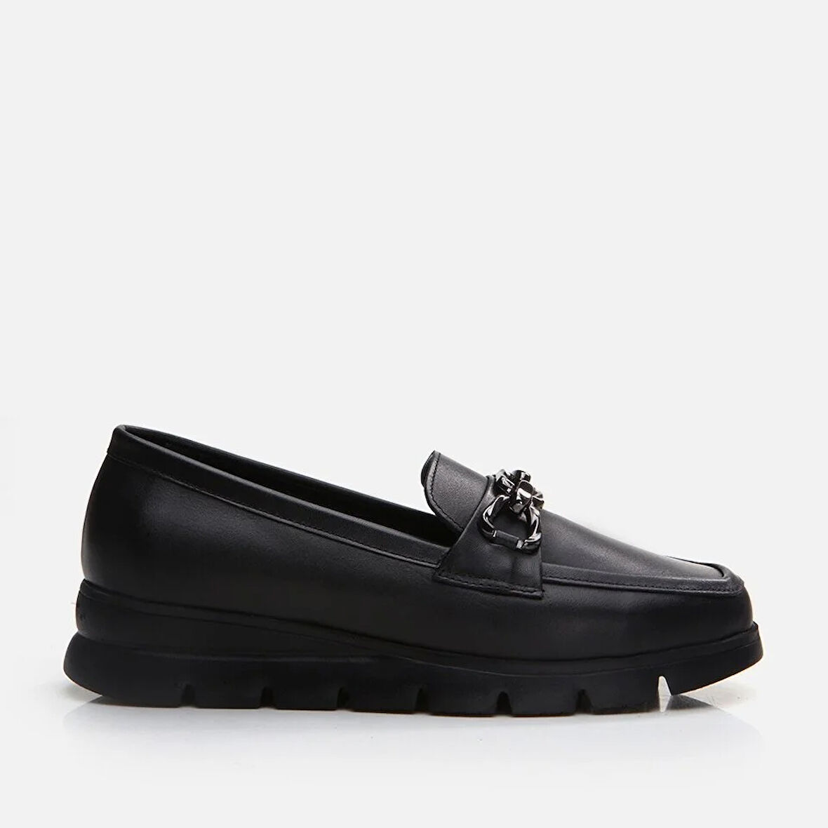 Hakiki Deri Siyah Kadın Loafer