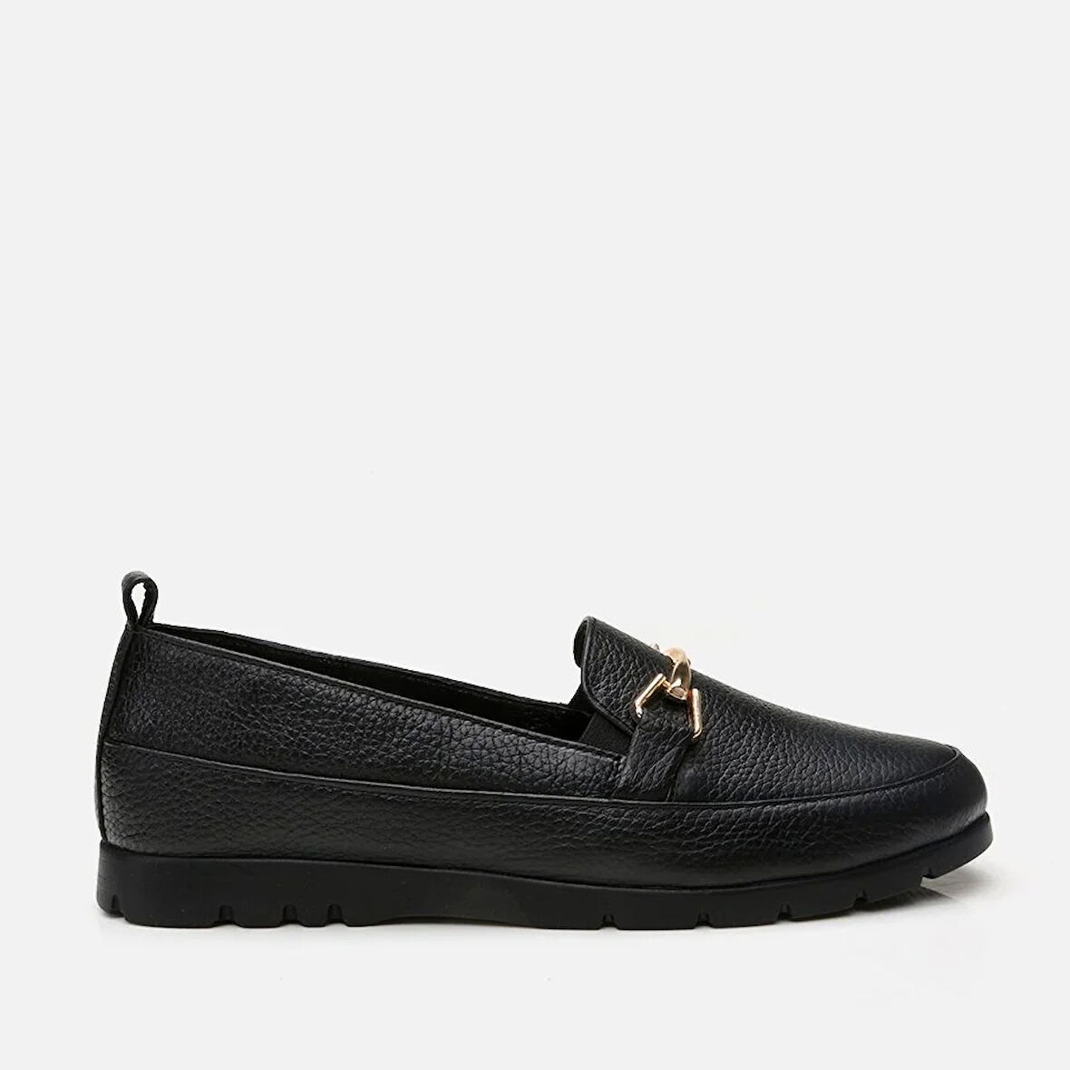 Hakiki Deri Siyah Kadın Loafer