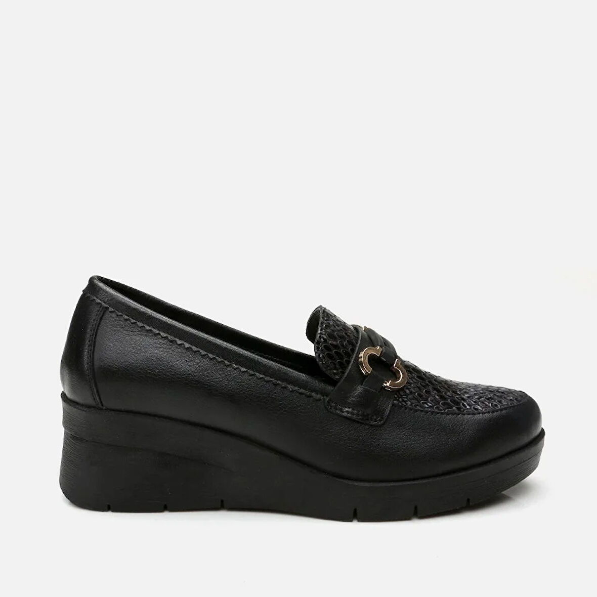 Hakiki Deri Siyah Kadın Loafer