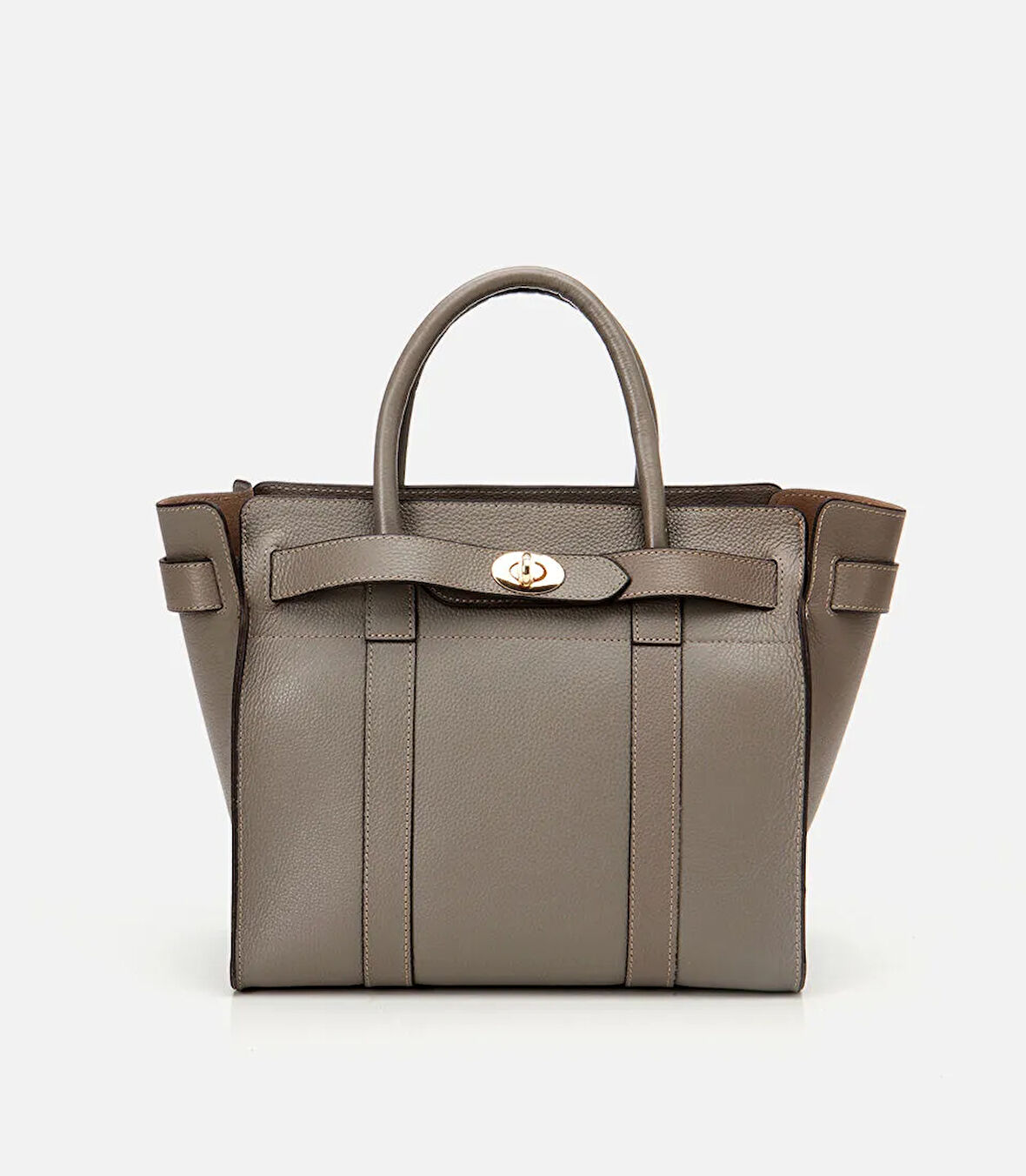 Kadın Deri Vizon Kilit Detaylı Omuz Çantası