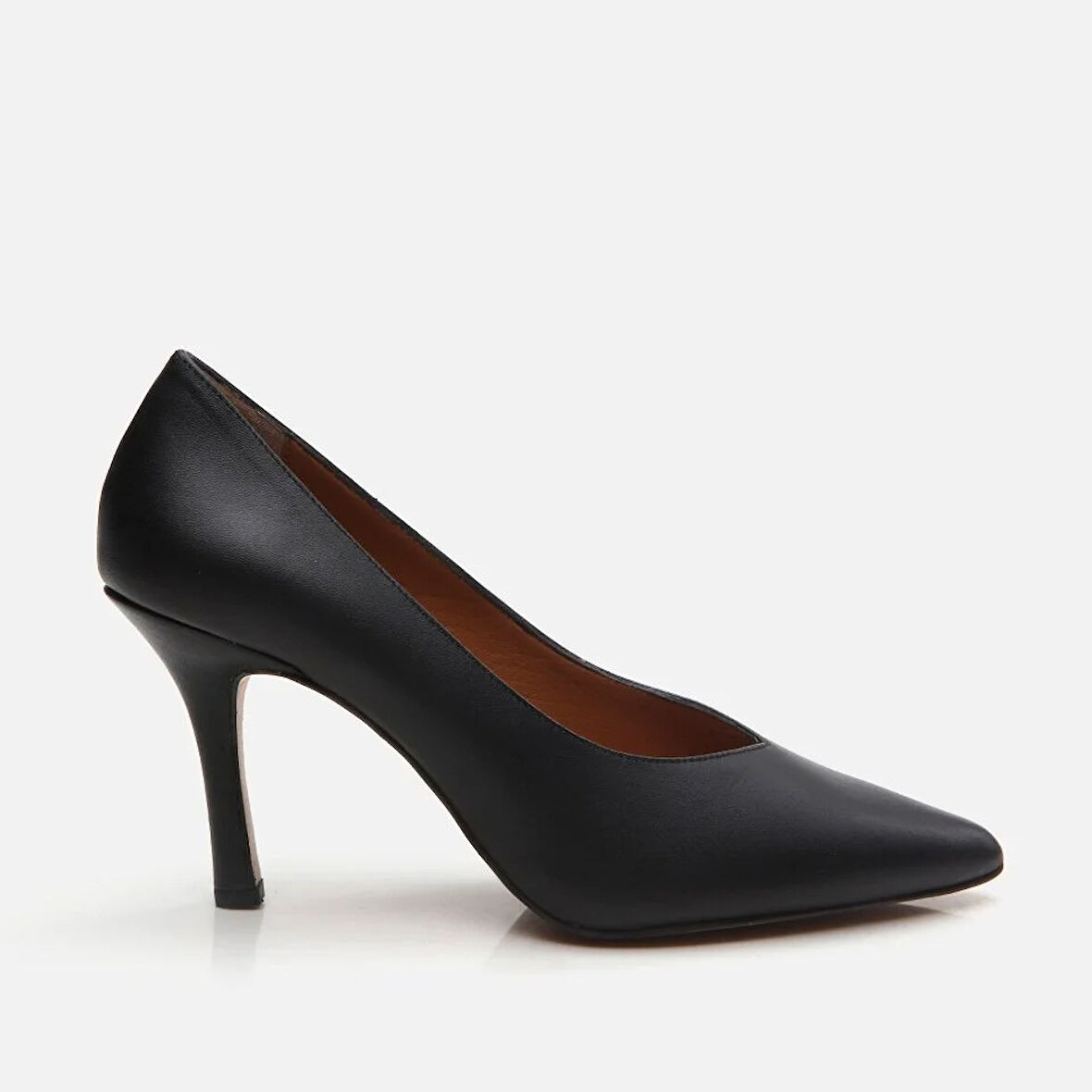 Hakiki Deri Siyah Kadın Stiletto