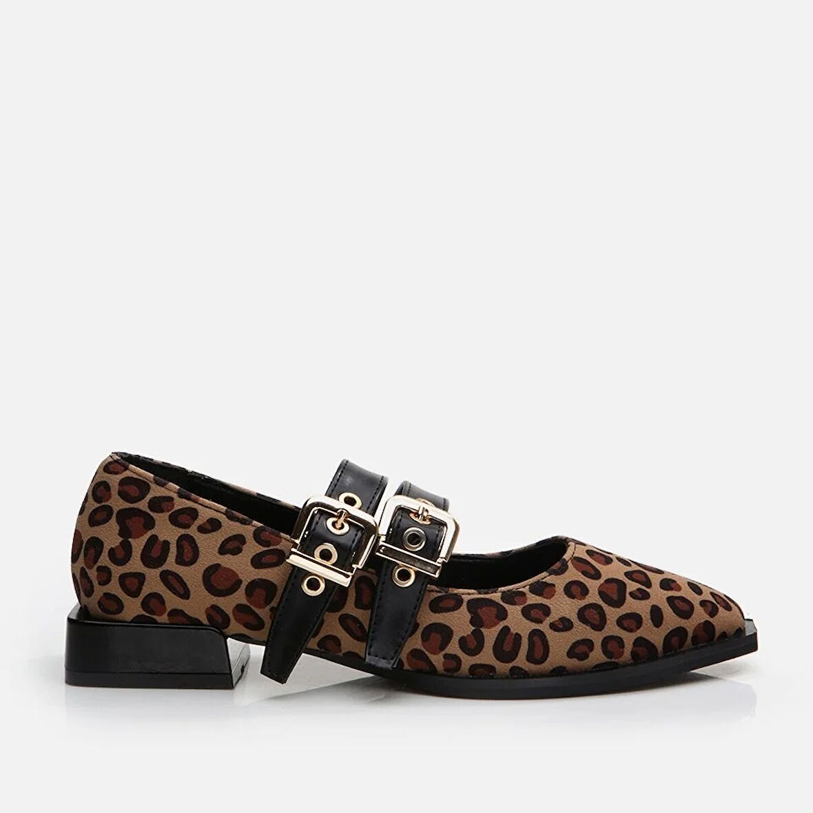 Mary Jane Leopar Desenli Kadın Loafer