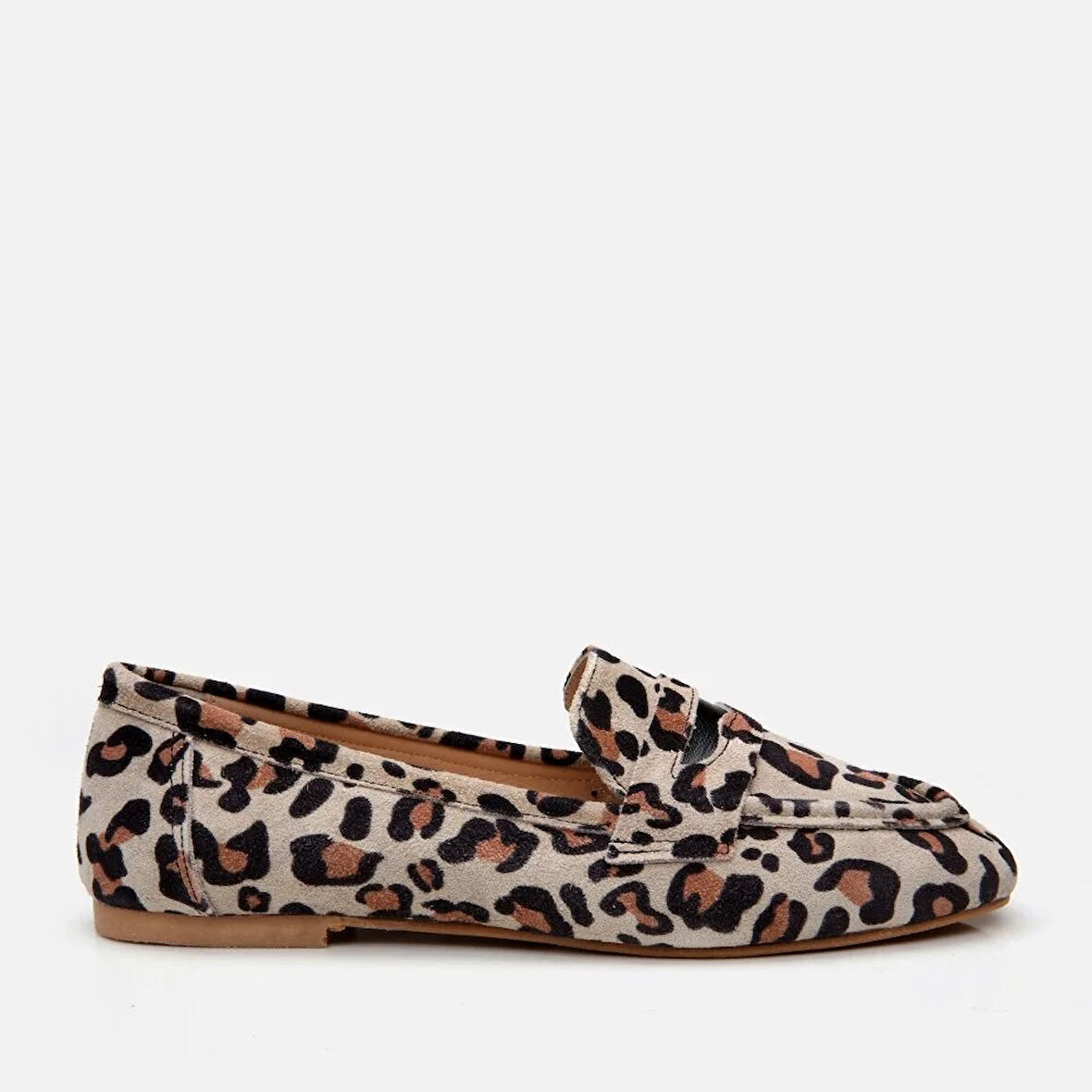 Hakiki Deri Leopar Kadın Loafer