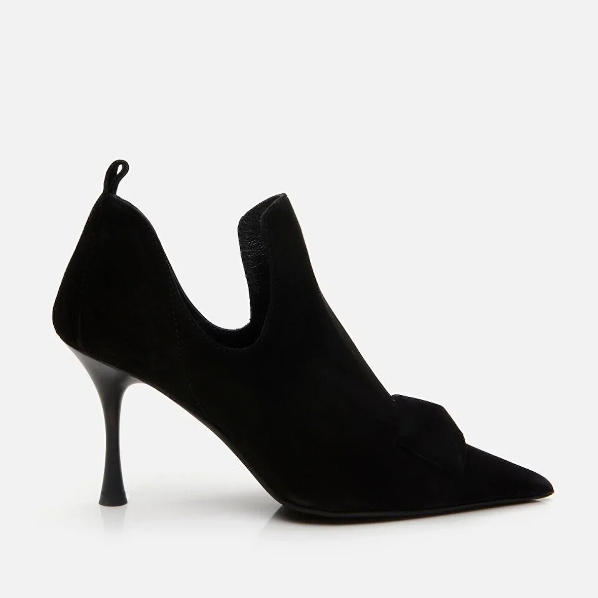 Hakiki Deri Siyah Kadın Topuklu Bot