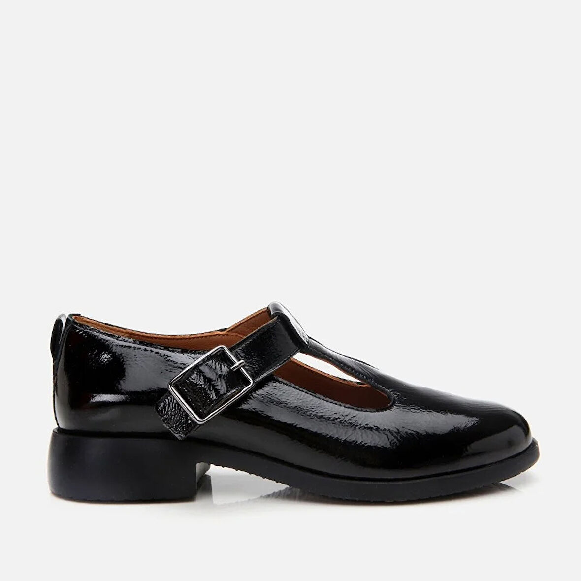 Hakiki Deri Siyah Kadın Kemerli Loafer