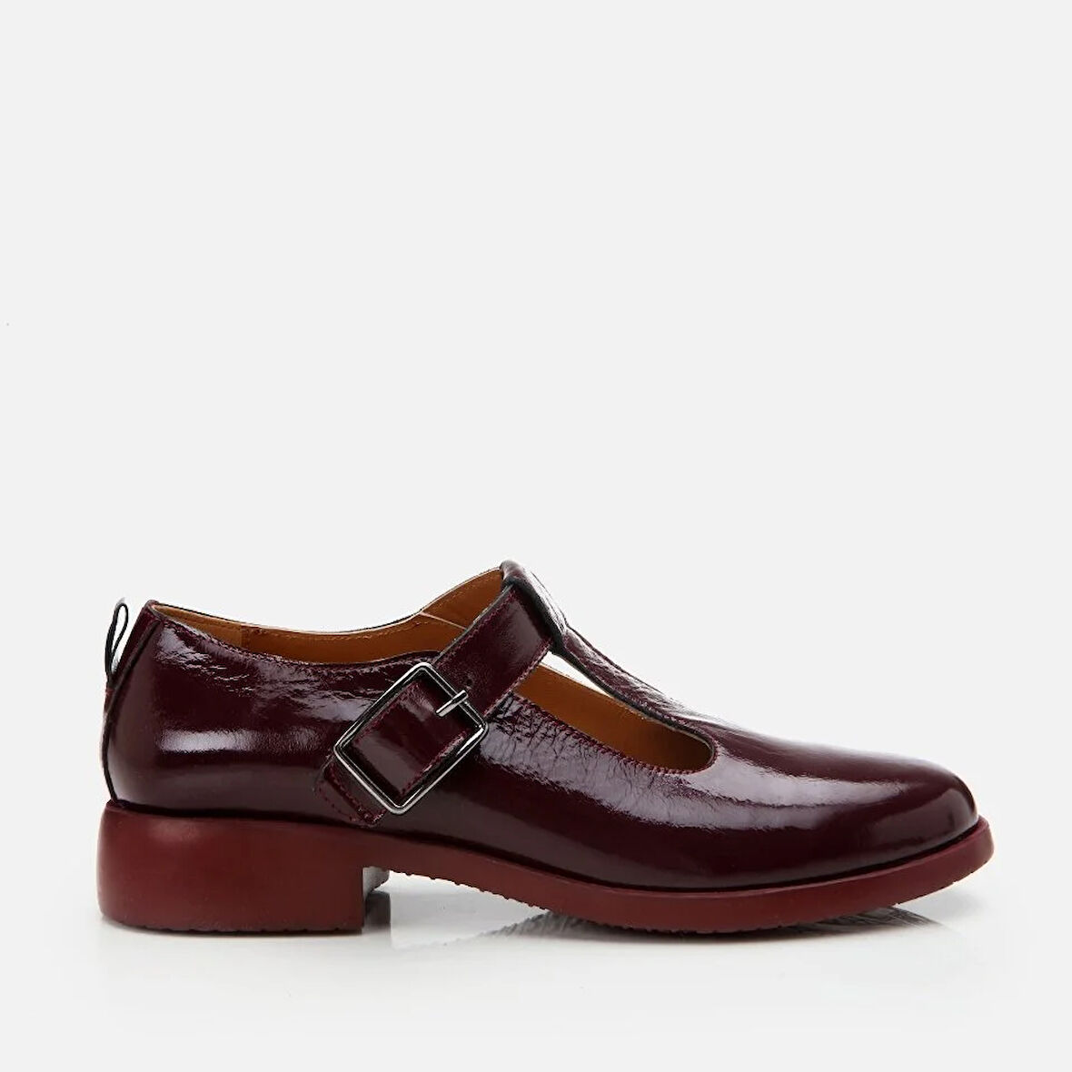 Hakiki Deri Bordo Yaya Kadın Loafer