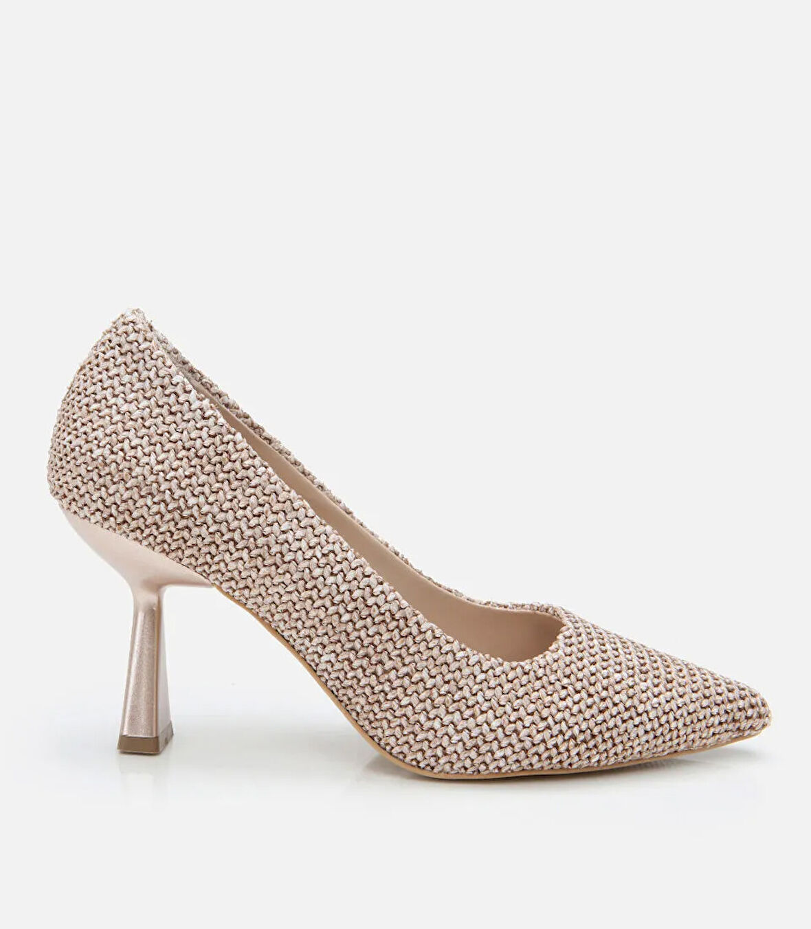 Kadın Bej Hasır Detaylı Stiletto