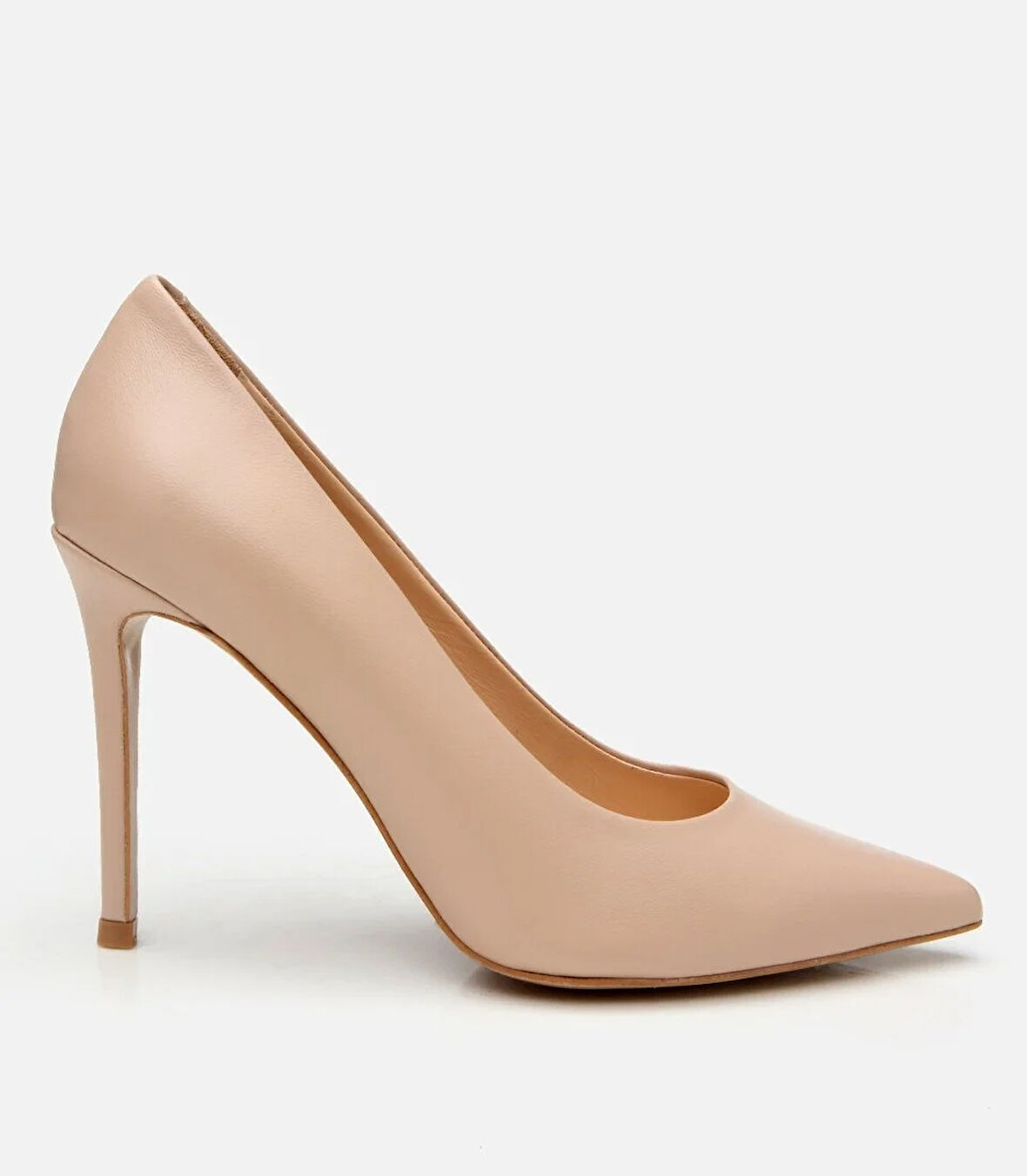 Kadın Deri Bej İnce Topuklu Stiletto