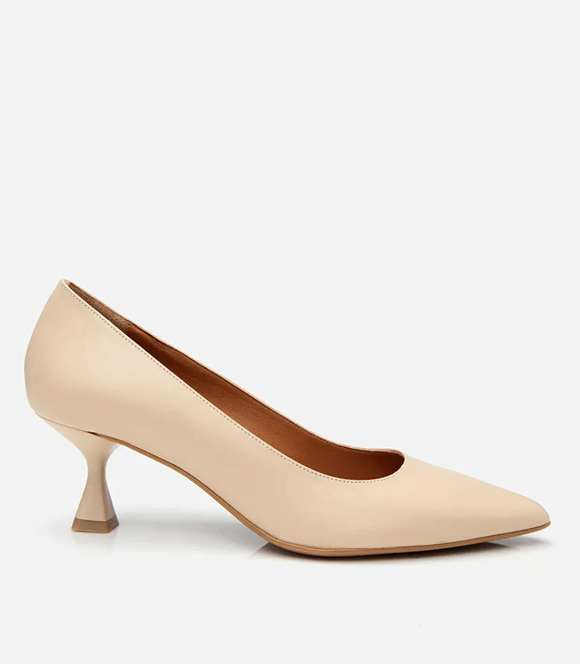 Kadın Deri Bej Esnek Tabanlı Stiletto