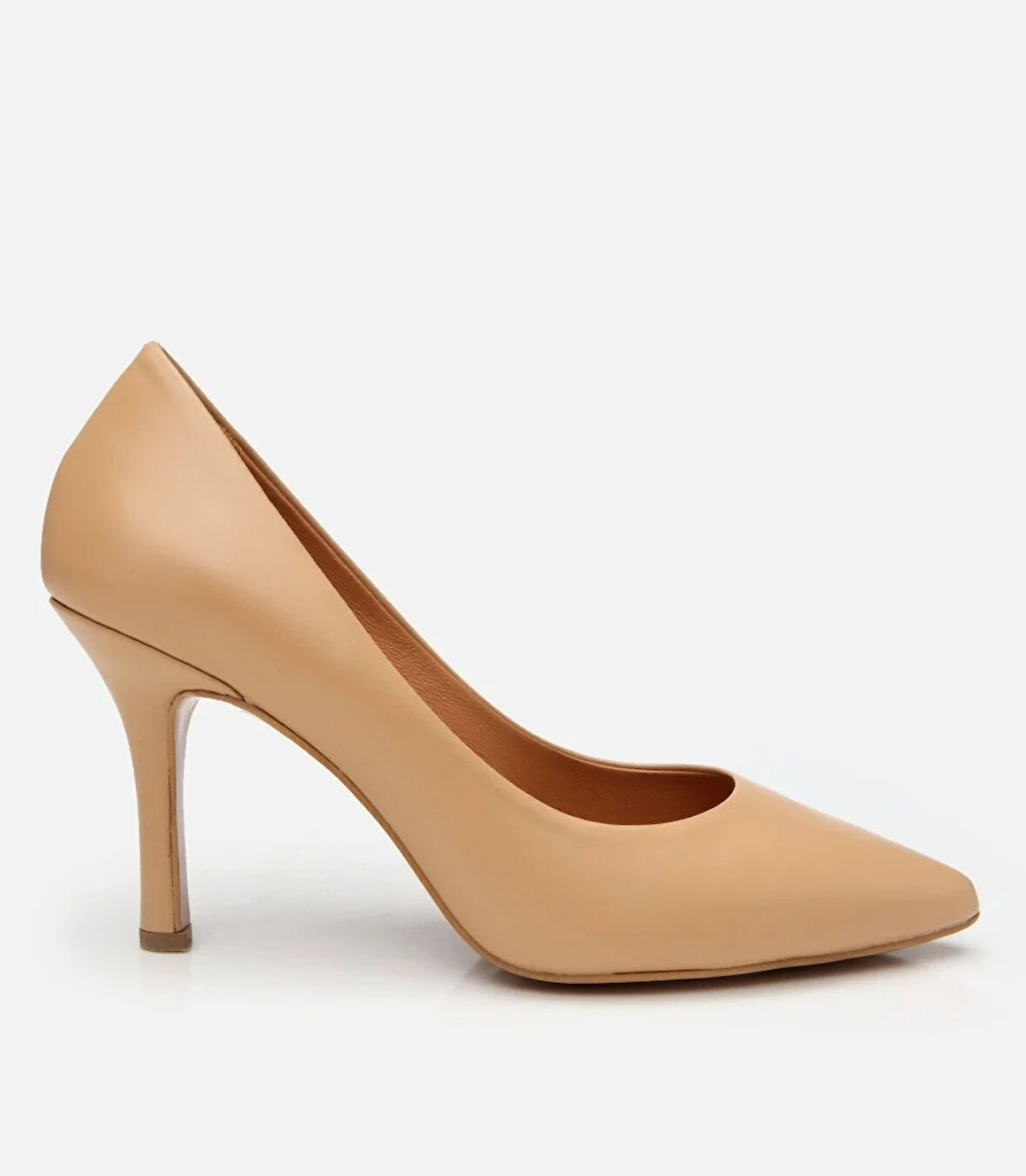 Kadın Deri Bej Yüksek Topuklu Stiletto