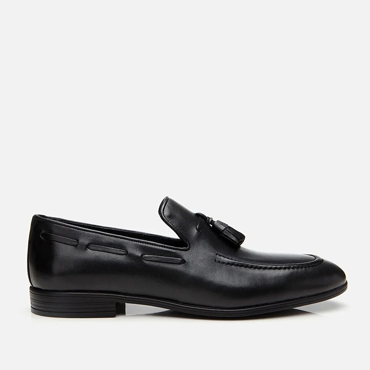 Erkek Deri Siyah Püskül Detaylı Loafer