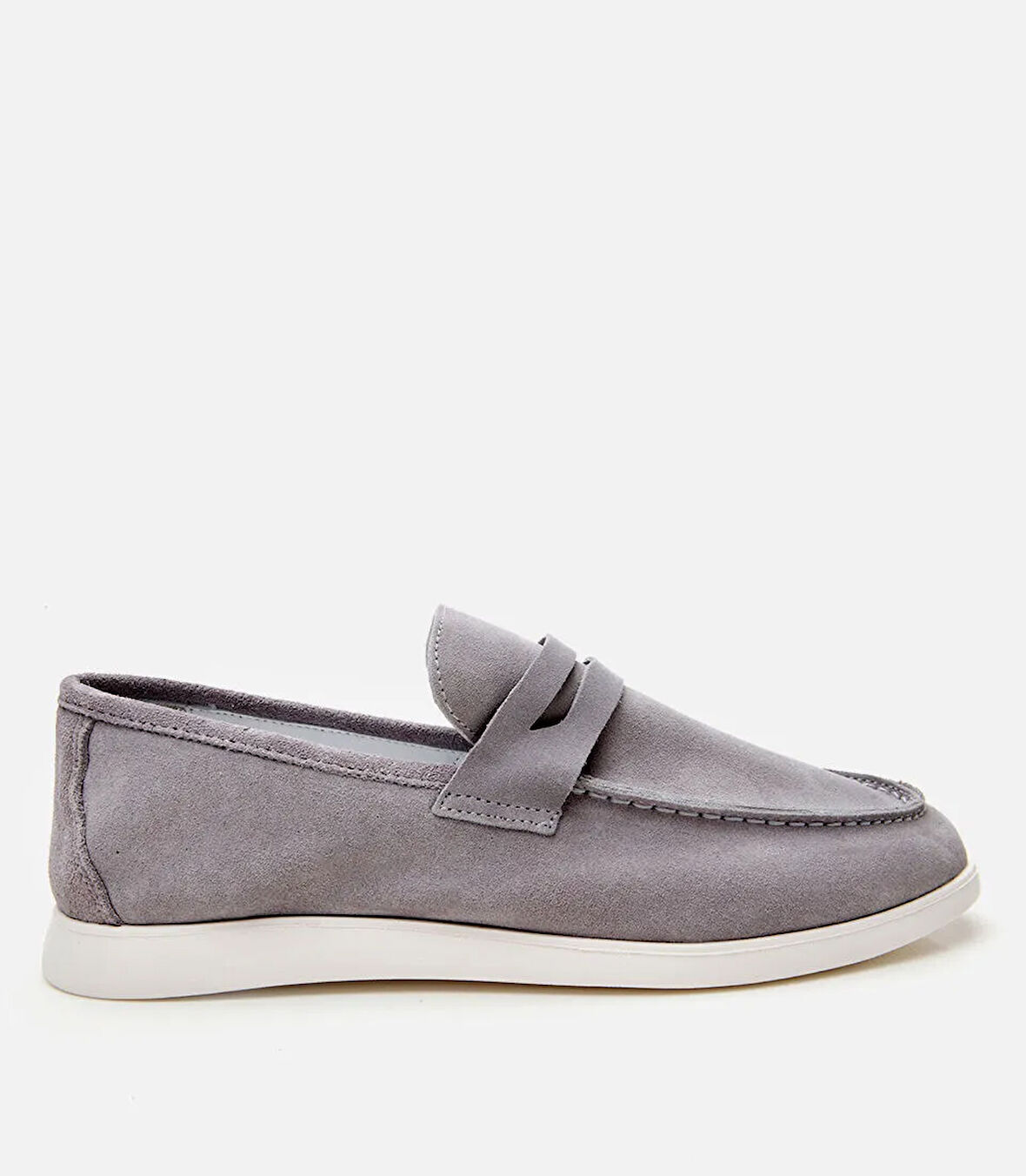 Erkek Süet Deri Gri Yumuşak Dokulu Loafer