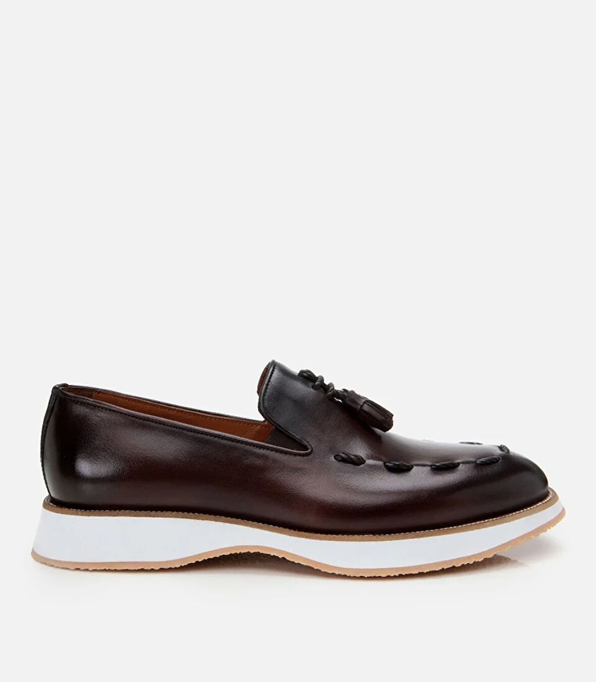 Erkek Deri Kahverengi Püskül Detaylı Loafer
