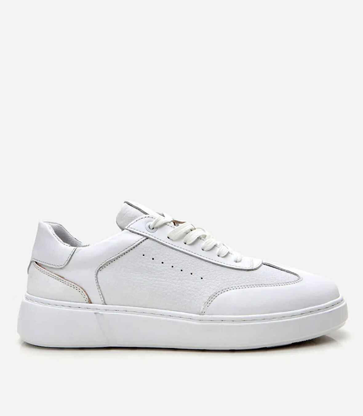 Erkek Deri Beyaz Ultra Hafif Tabanlı Spor Ayakkabı