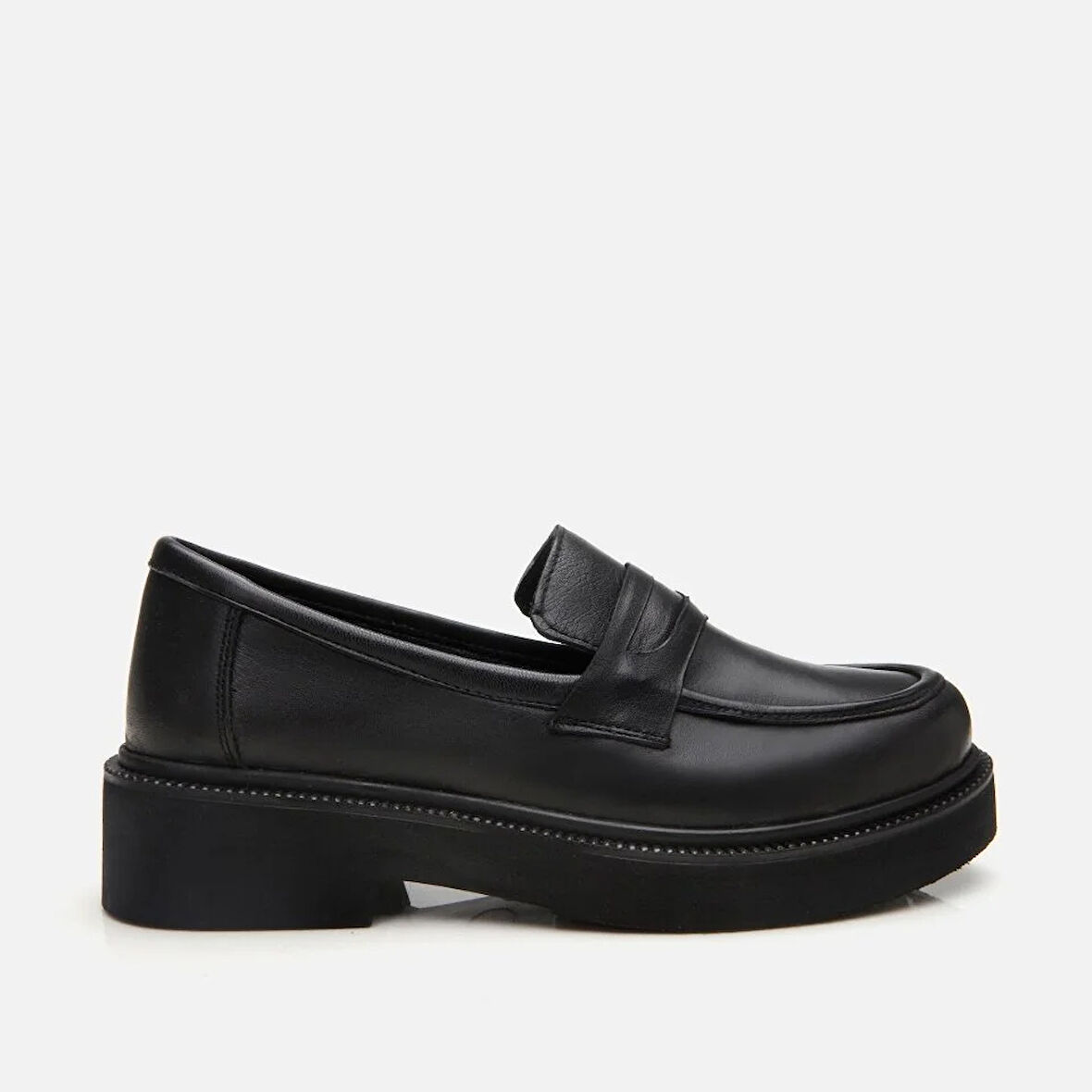 Hakiki Deri Siyah Kadın Loafer
